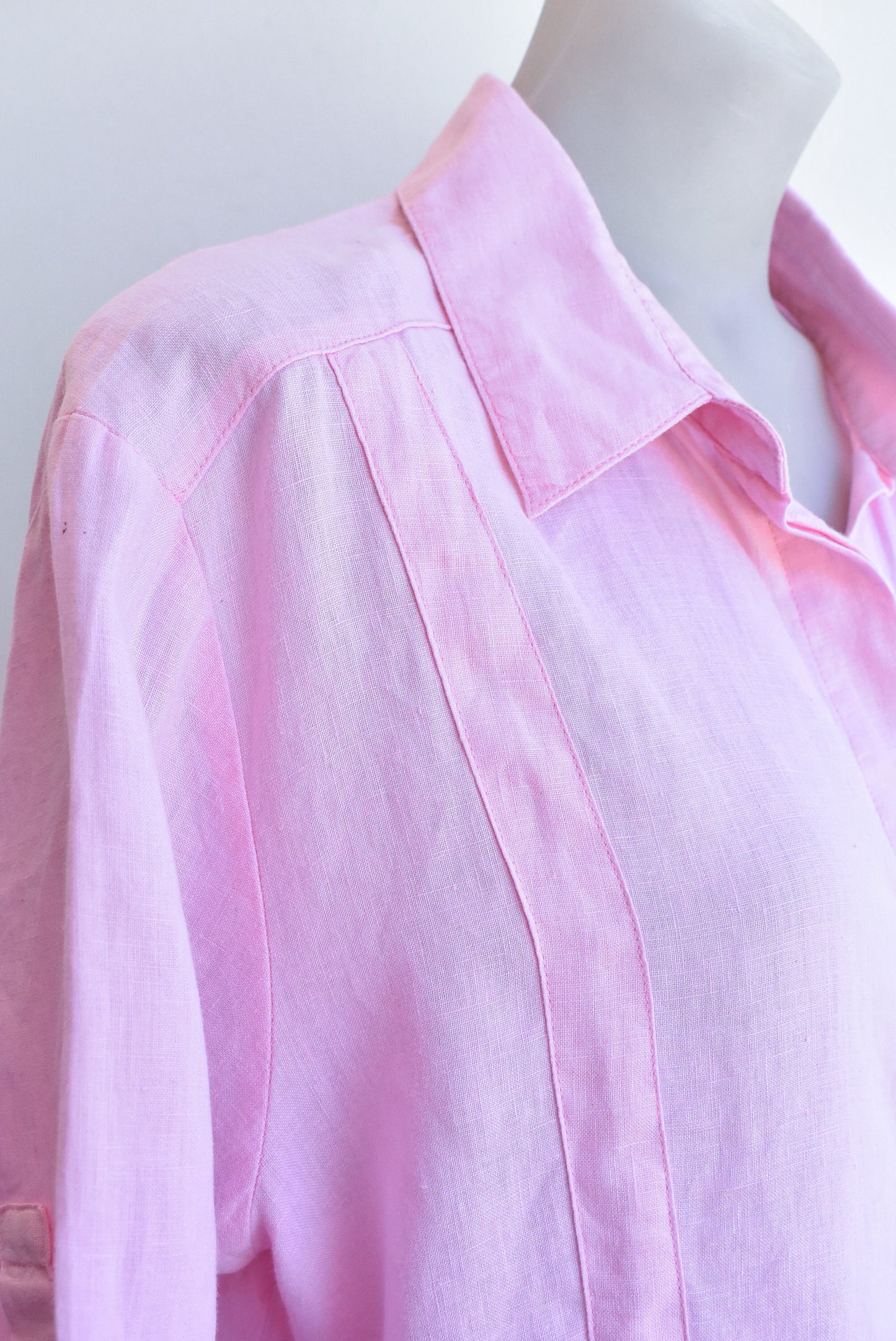 Yarra Trail pink 100% linen top, size L