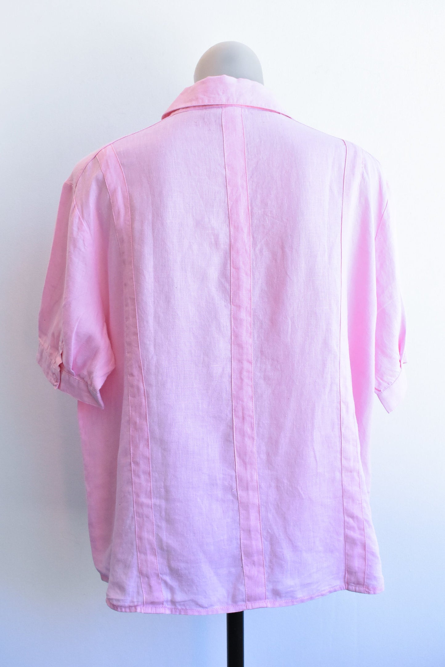 Yarra Trail pink 100% linen top, size L