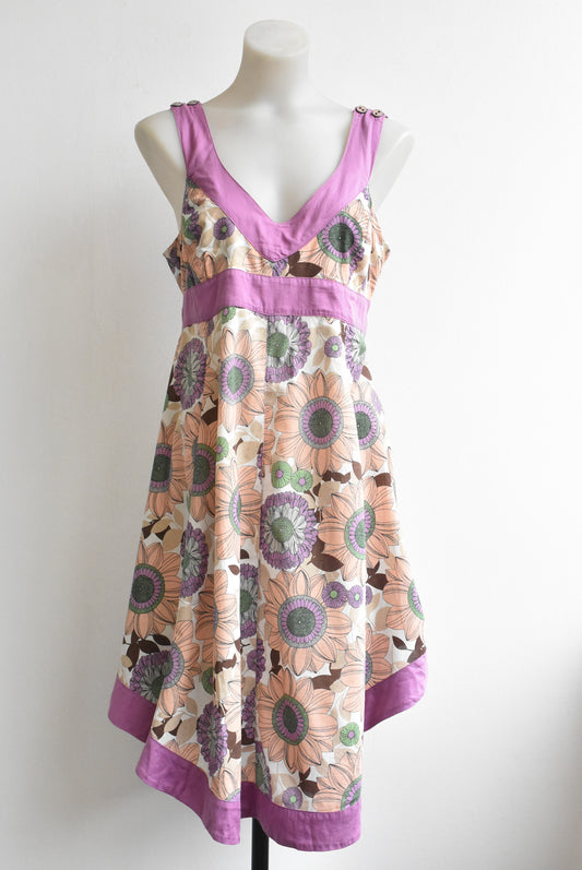 Deshabillé purple orange floral dress, size 12
