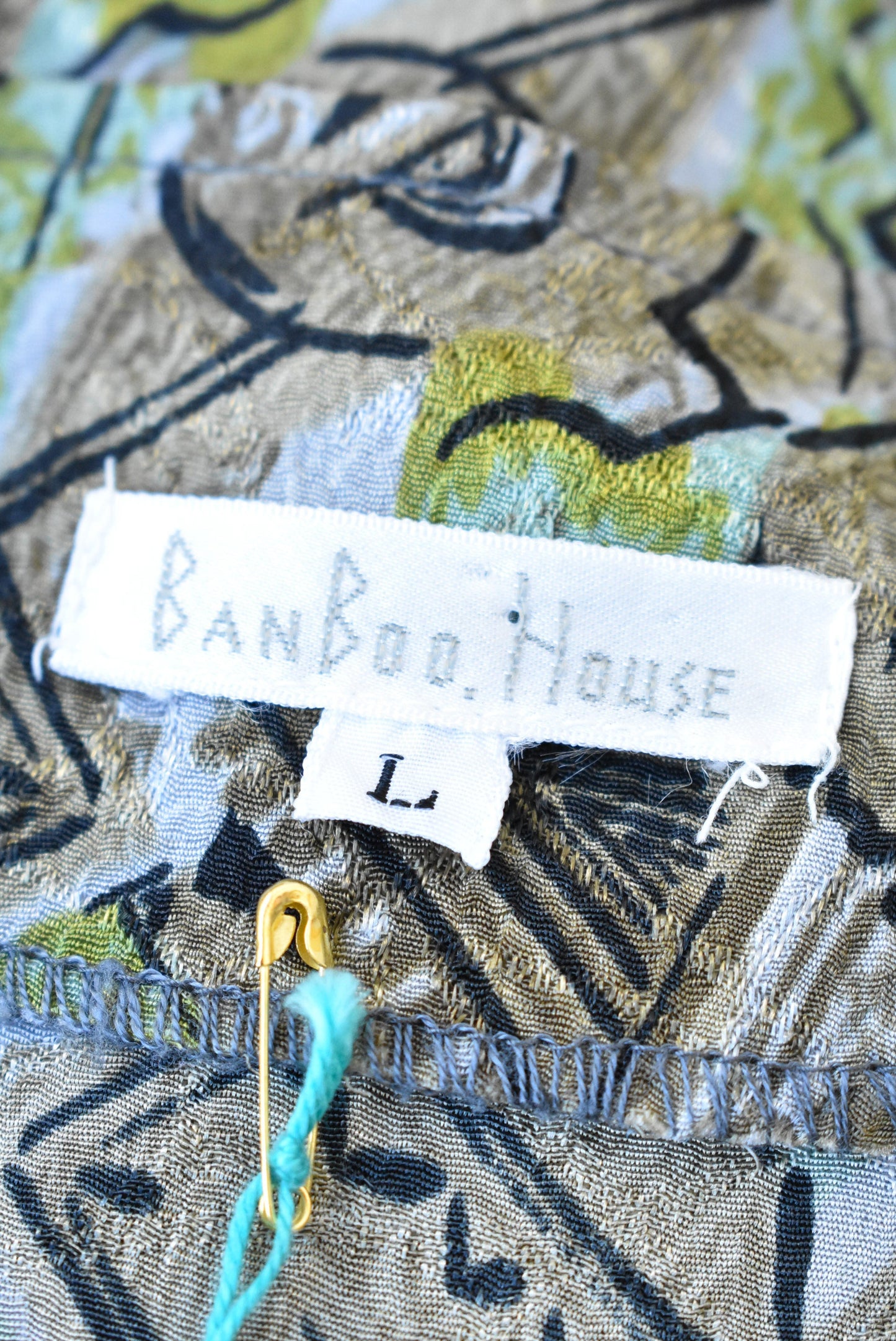 Bamboo House retro green shirt, size L