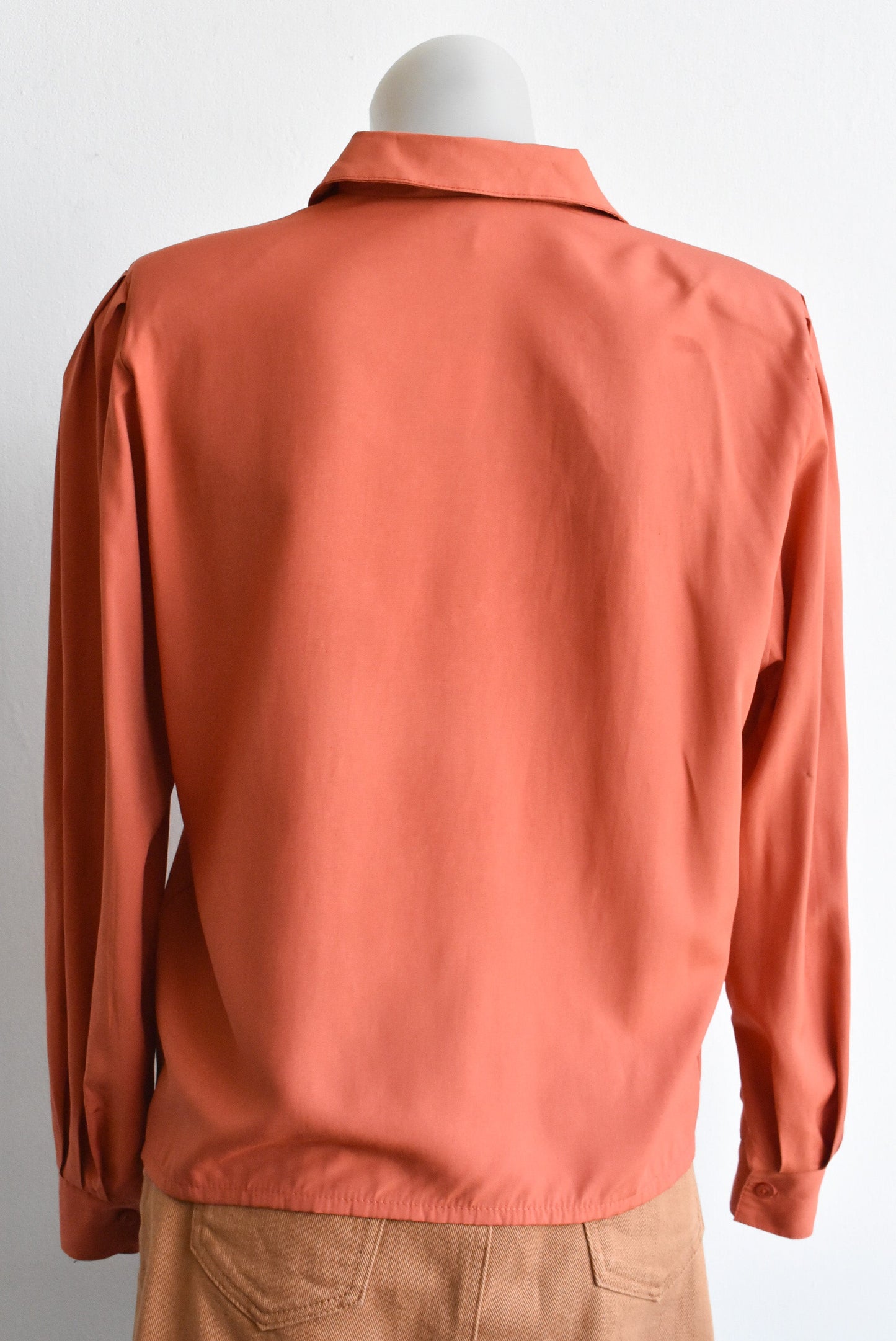 Retro EziBuy terracotta shoulder pad shirt, size 14