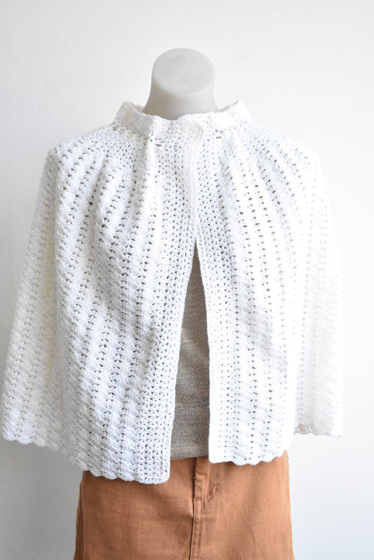 White crochet knit capelet