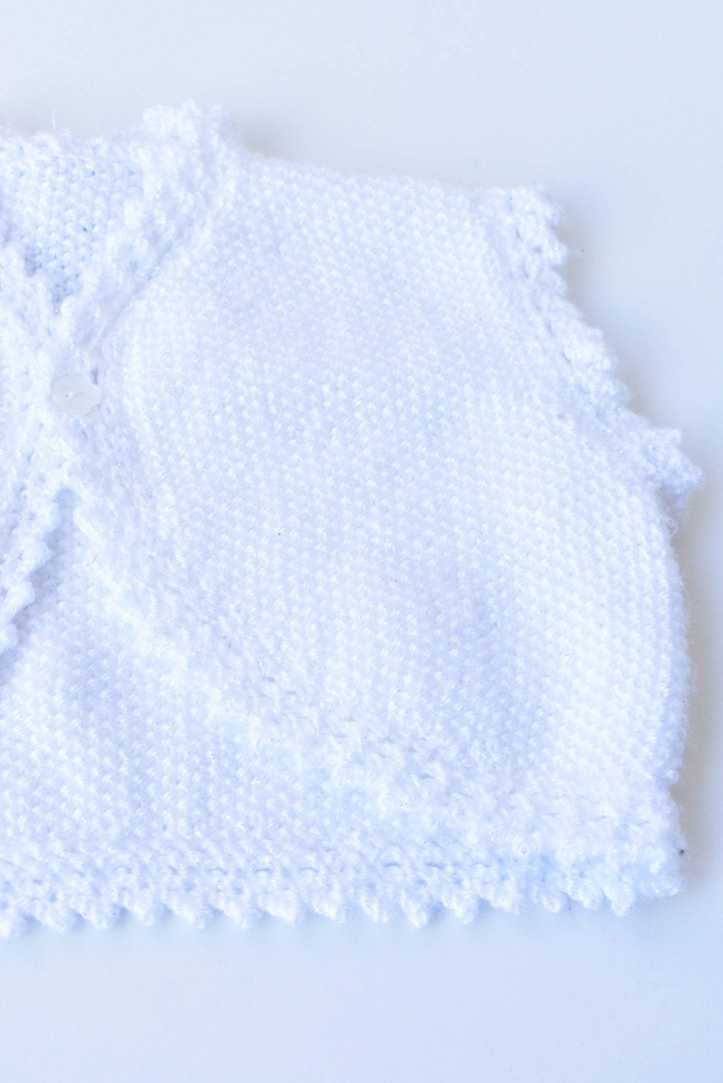 Handknitted toddler's white sparkle bolero, NEW