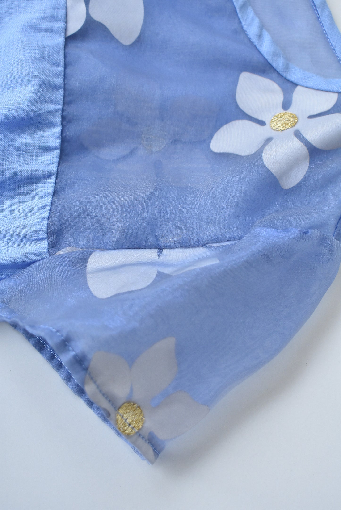 Handmade linen daisy top, size L