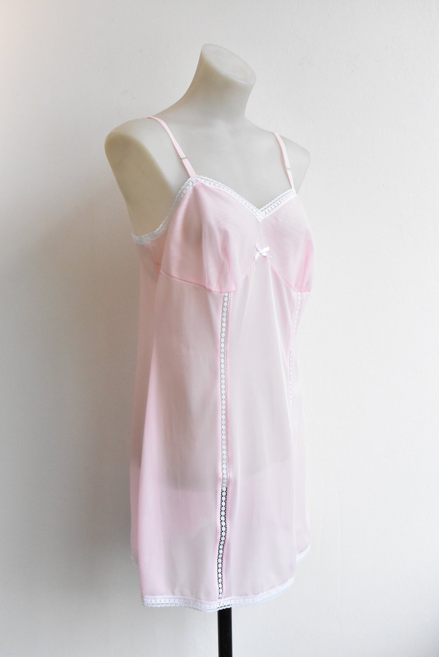 Bri Nylon vintage pink sheer nightie