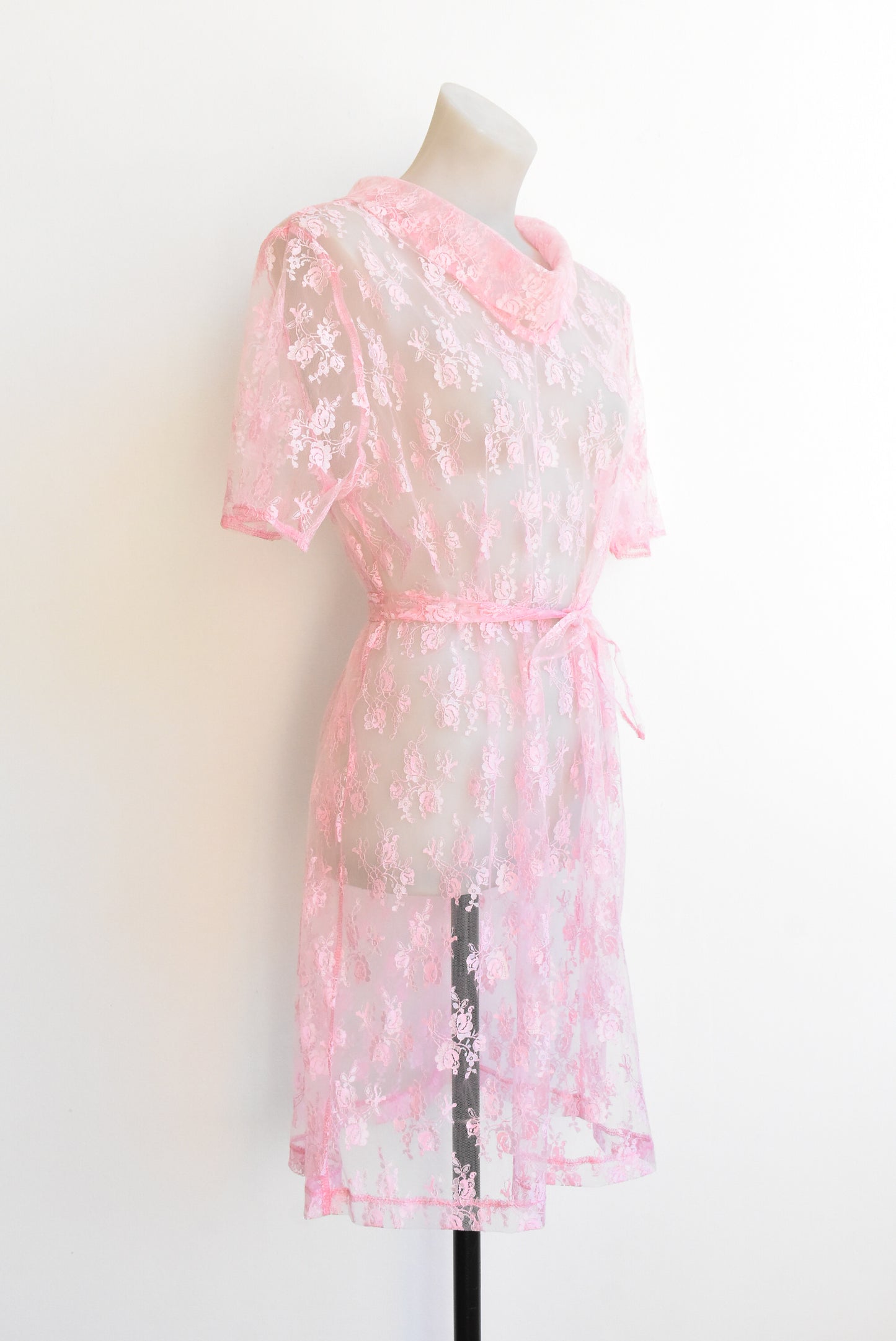 Pink floral lace dress, size S