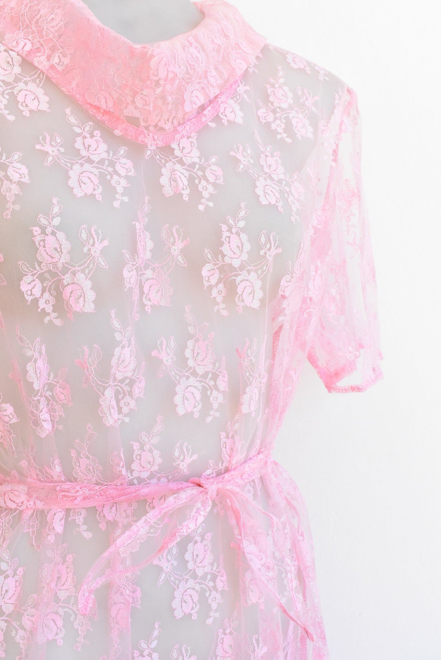 Pink floral lace dress, size S