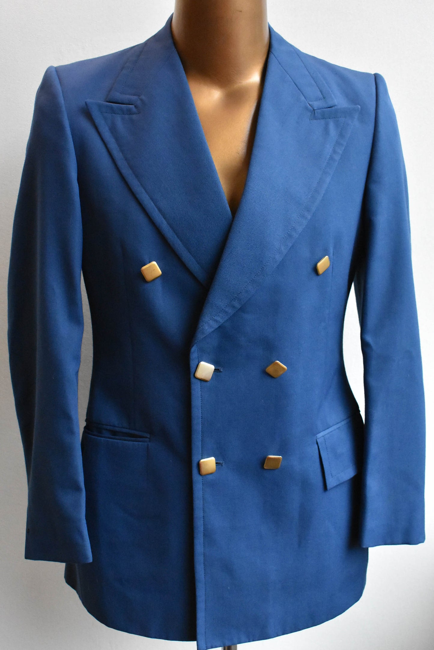 Hardy Amies retro wool-blend blue suit jacket