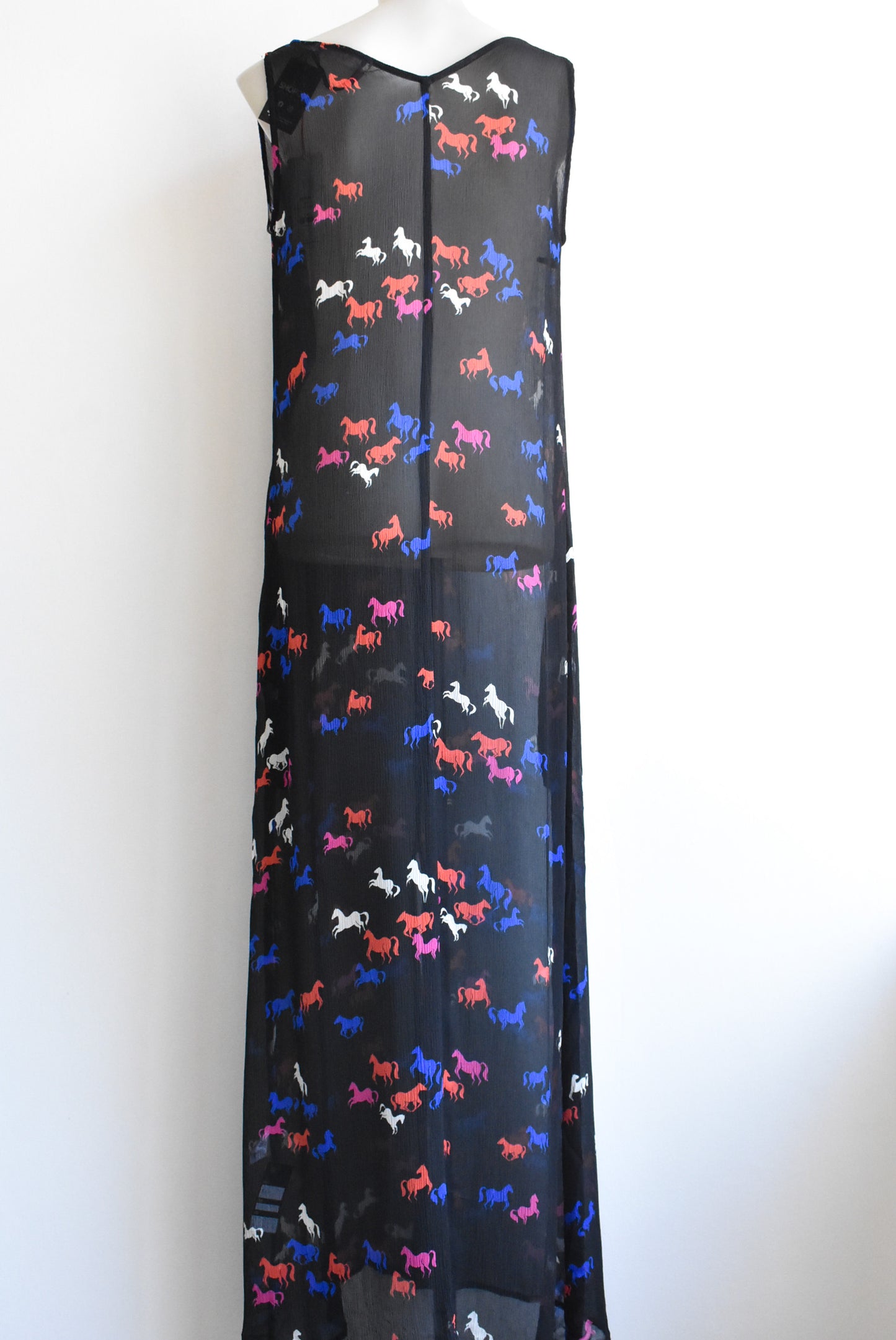 Andrea Moore 100% silk long sheer dress + pockets, 8. NWT