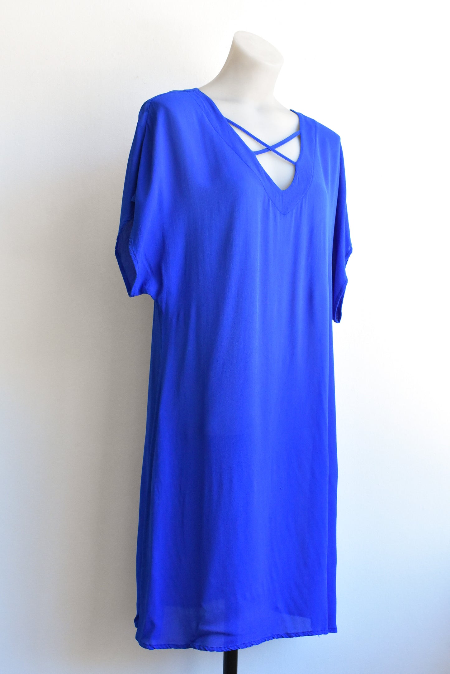Ricochet sheer blue shift dress, size 8