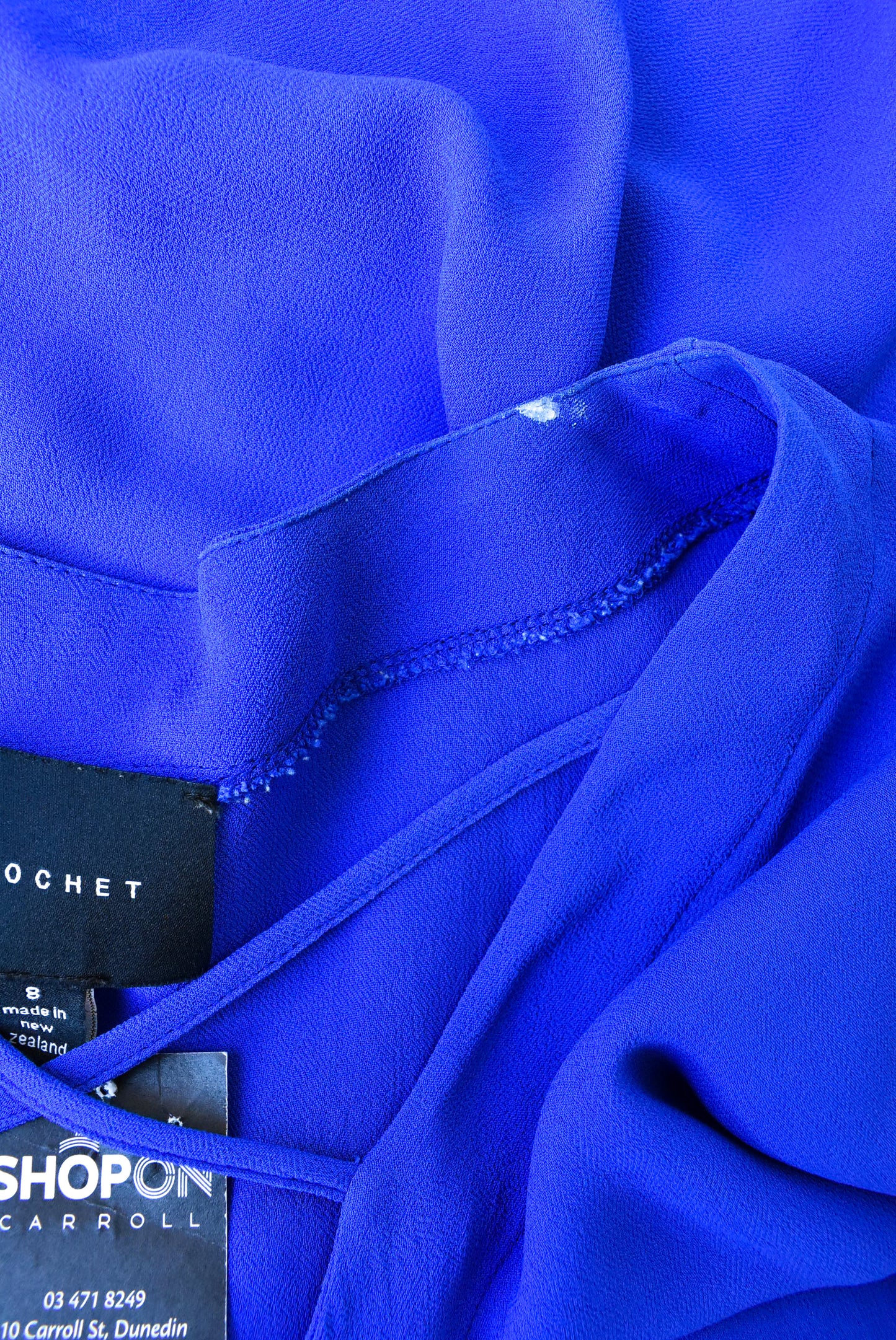 Ricochet sheer blue shift dress, size 8