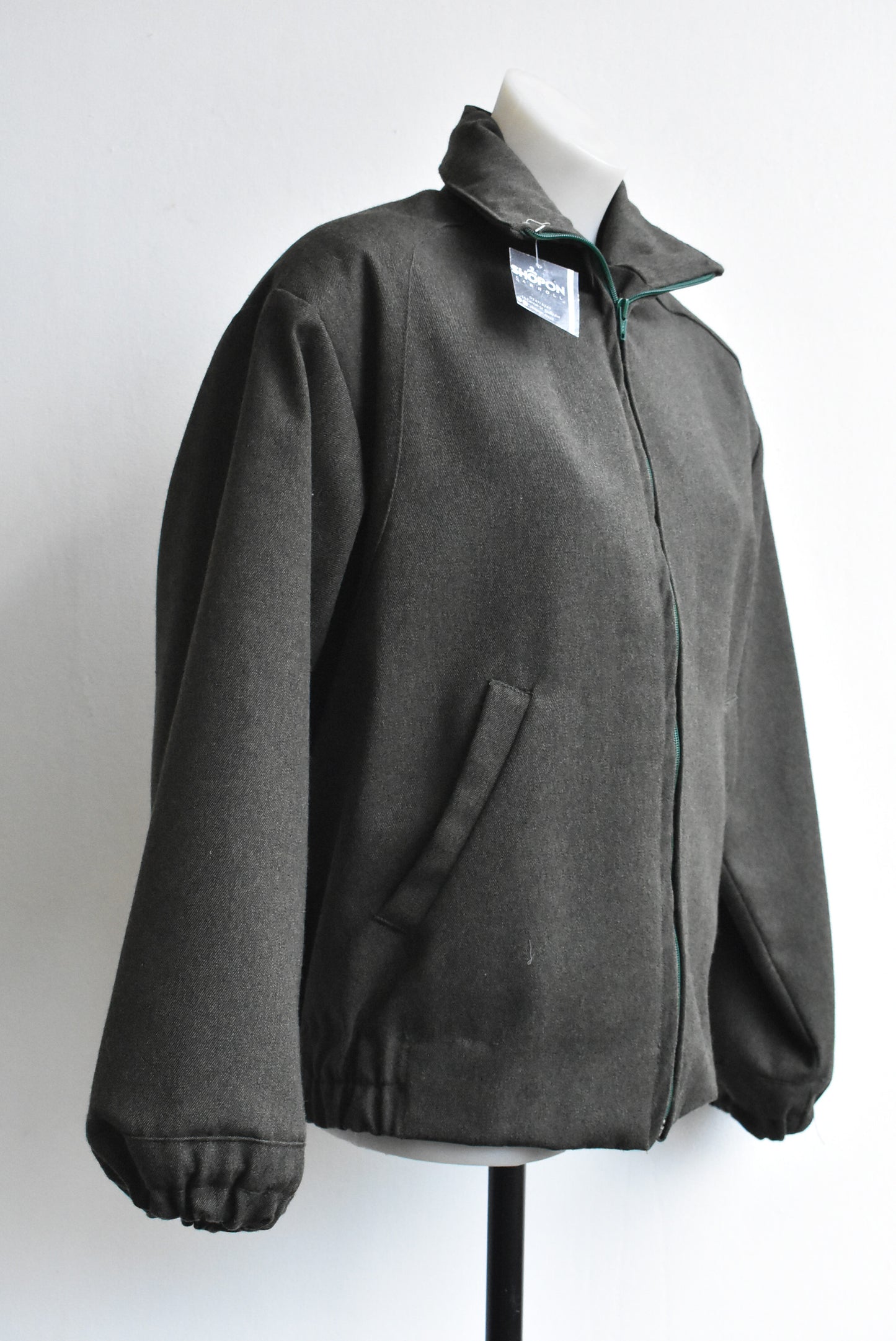 Green lined bomber with shoulder pads, S/M