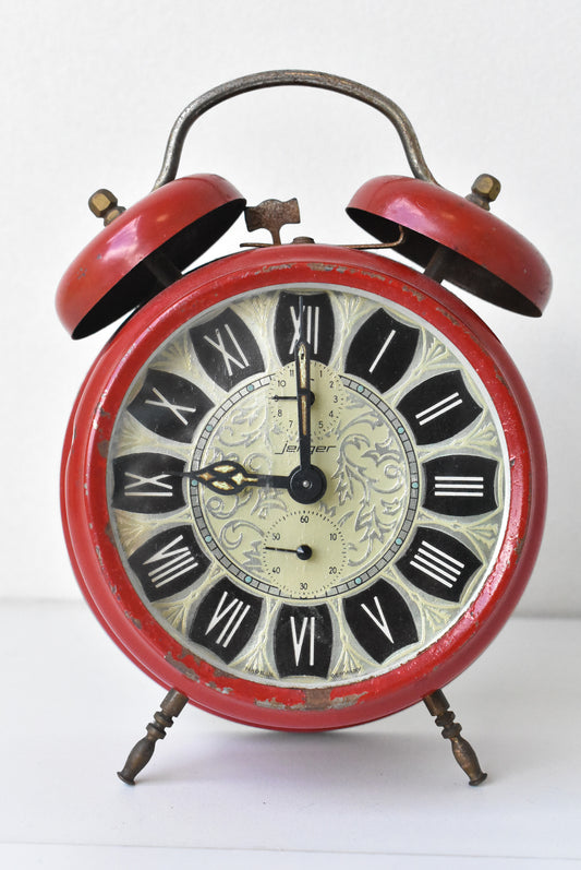 Jerger vintage red alarm clock, as is