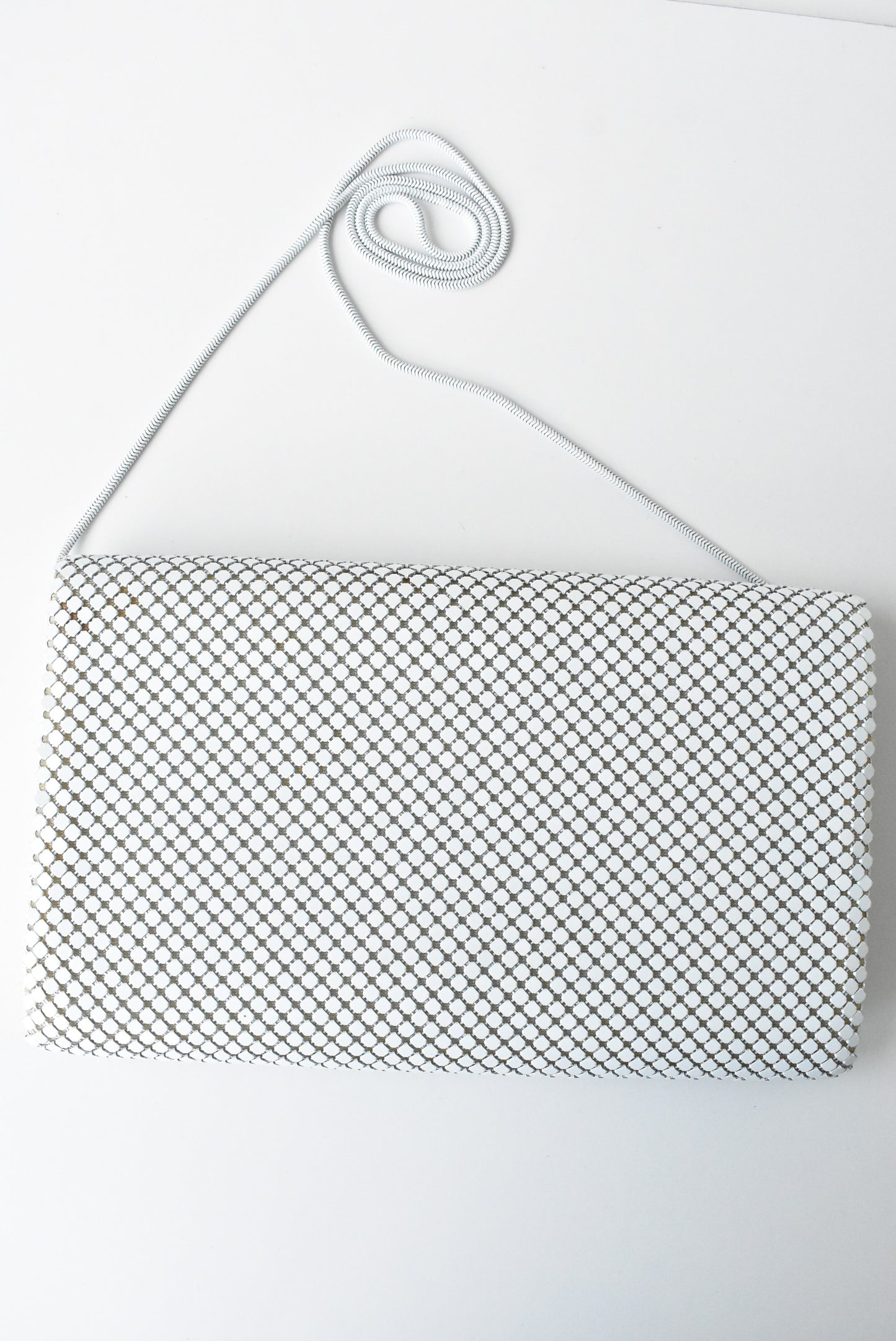 White mesh clutch purse