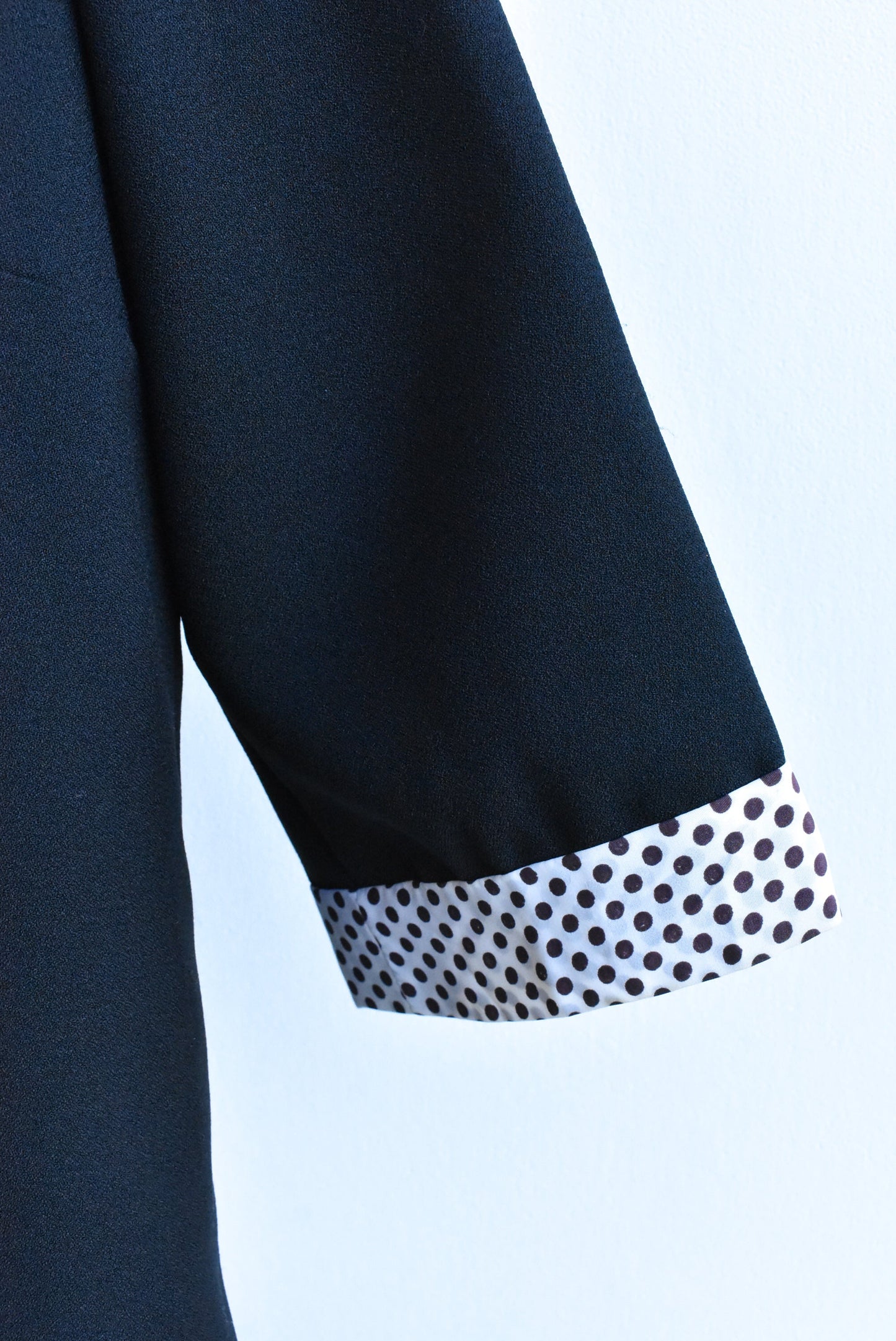 Camette retro black jacket midi sleeve with polka dot detail, size S