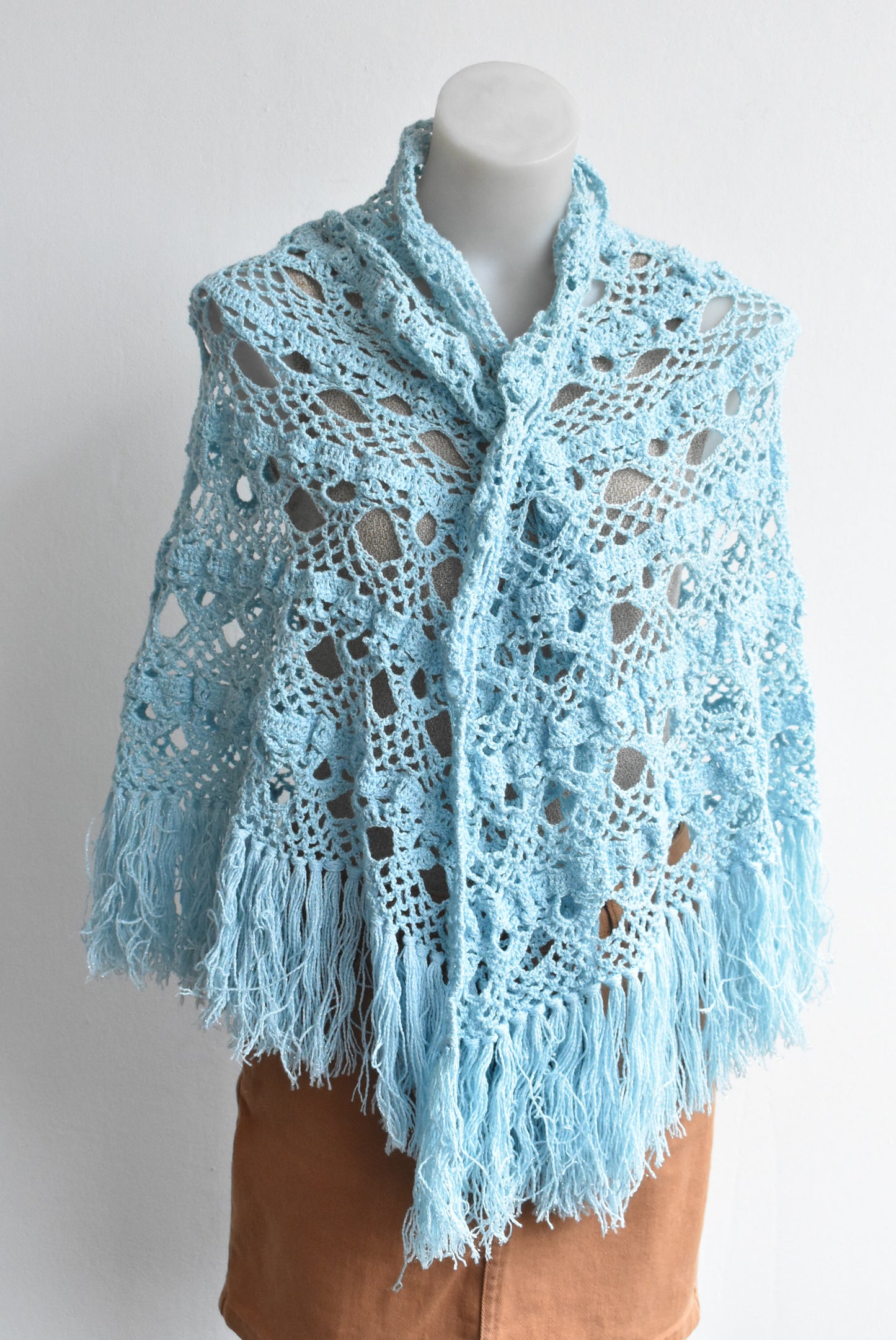 Sparkly hand crocheted shawl