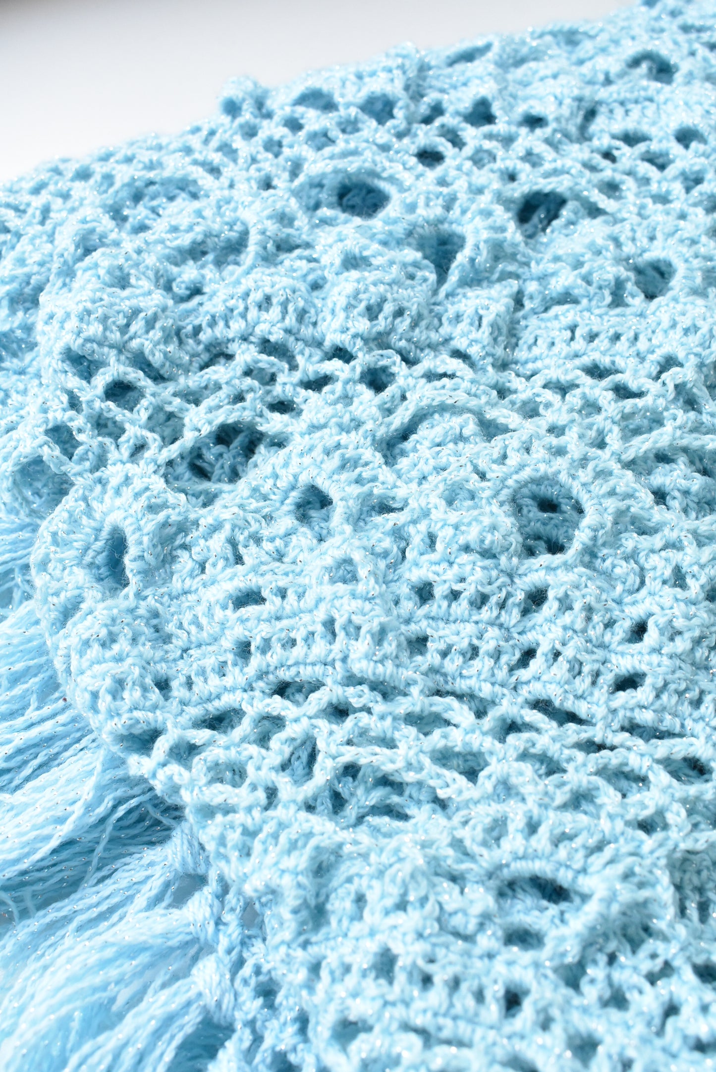 Sparkly hand crocheted shawl