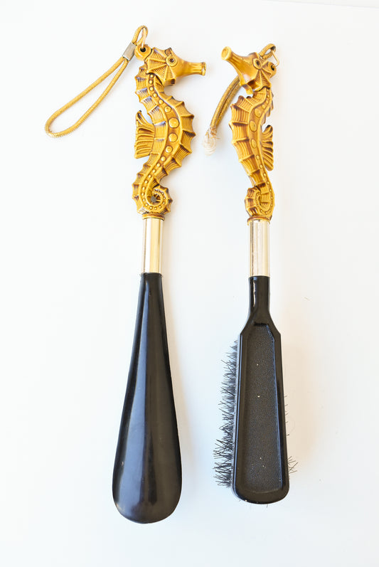Seahorse shoehorn and brush set