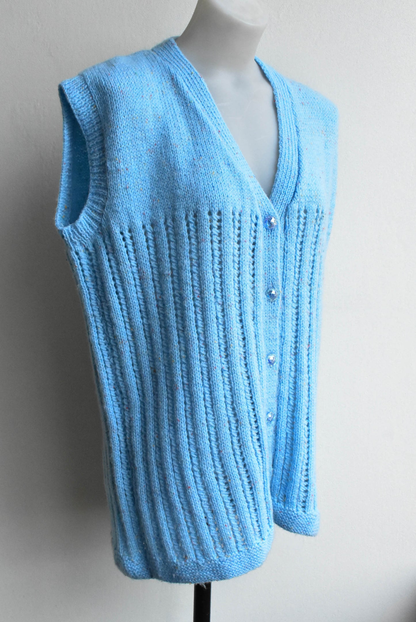 Blue/multicoloured knitted vest