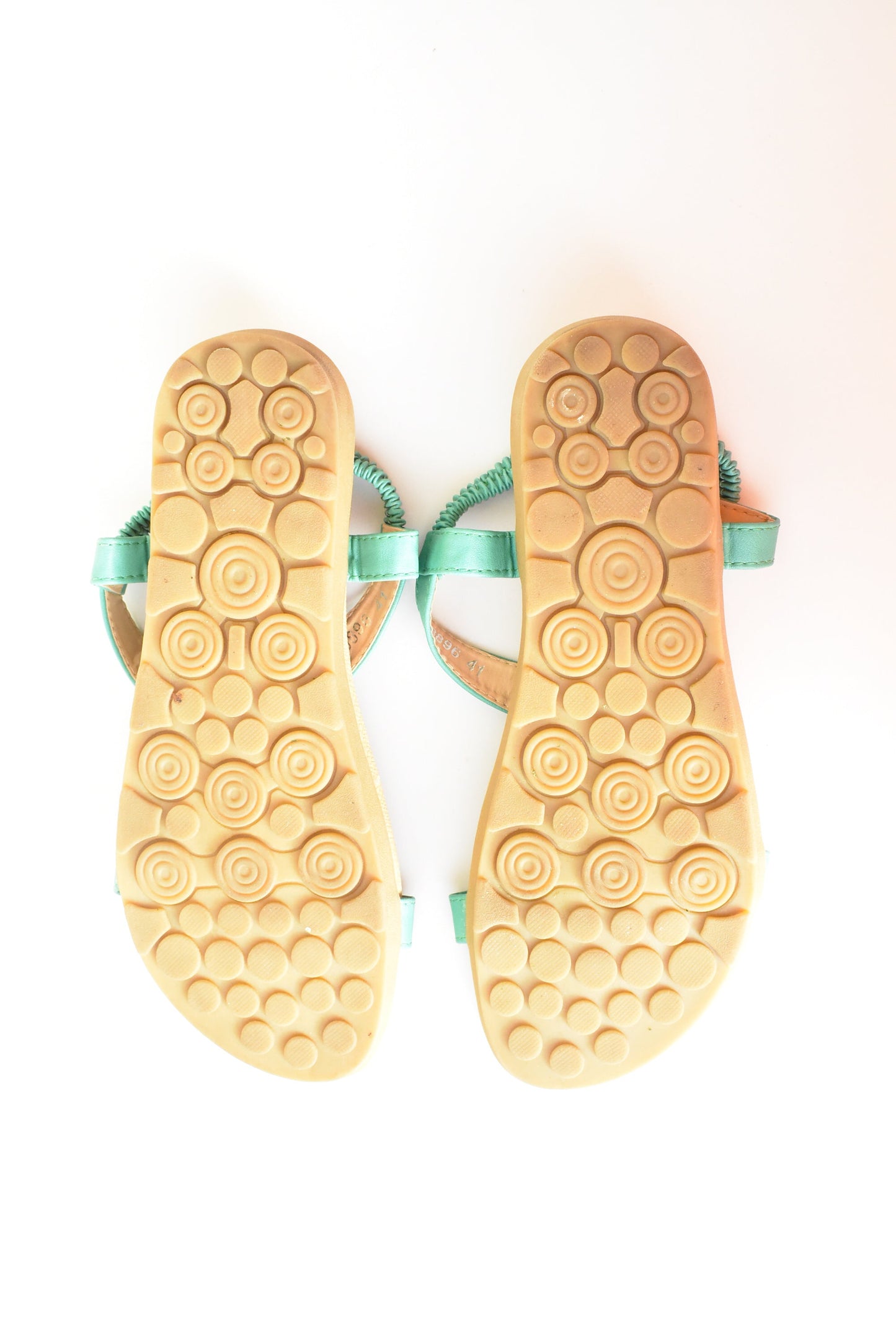Mint sparkly leaf sandals, size 8