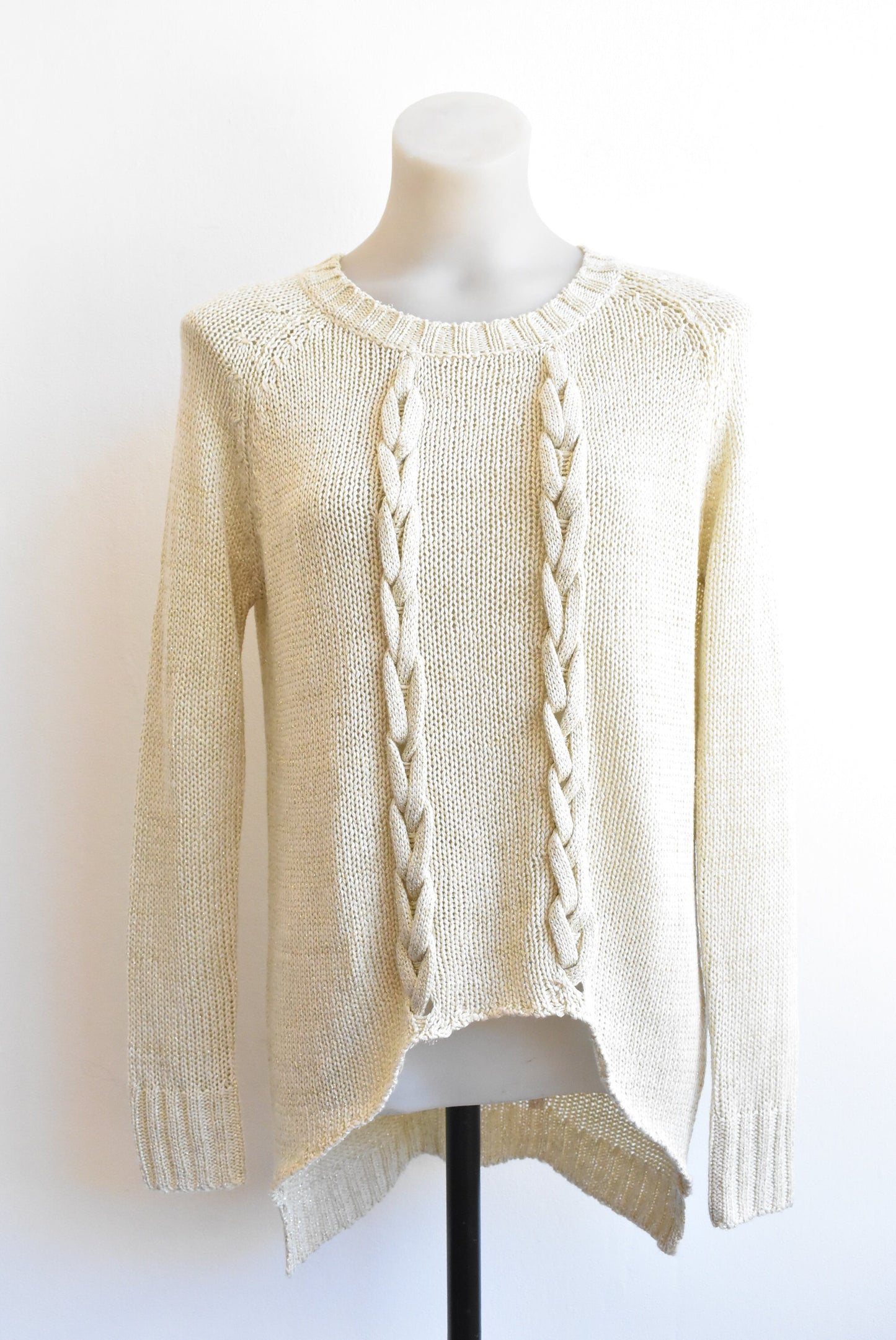 Three Of Something sparkly beige knit to, size XS
