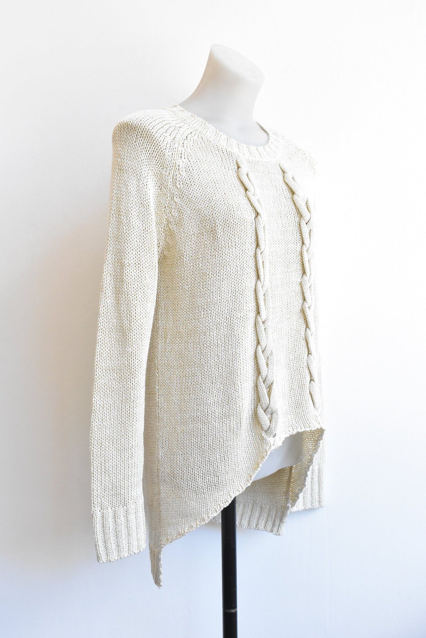 Three Of Something sparkly beige knit to, size XS