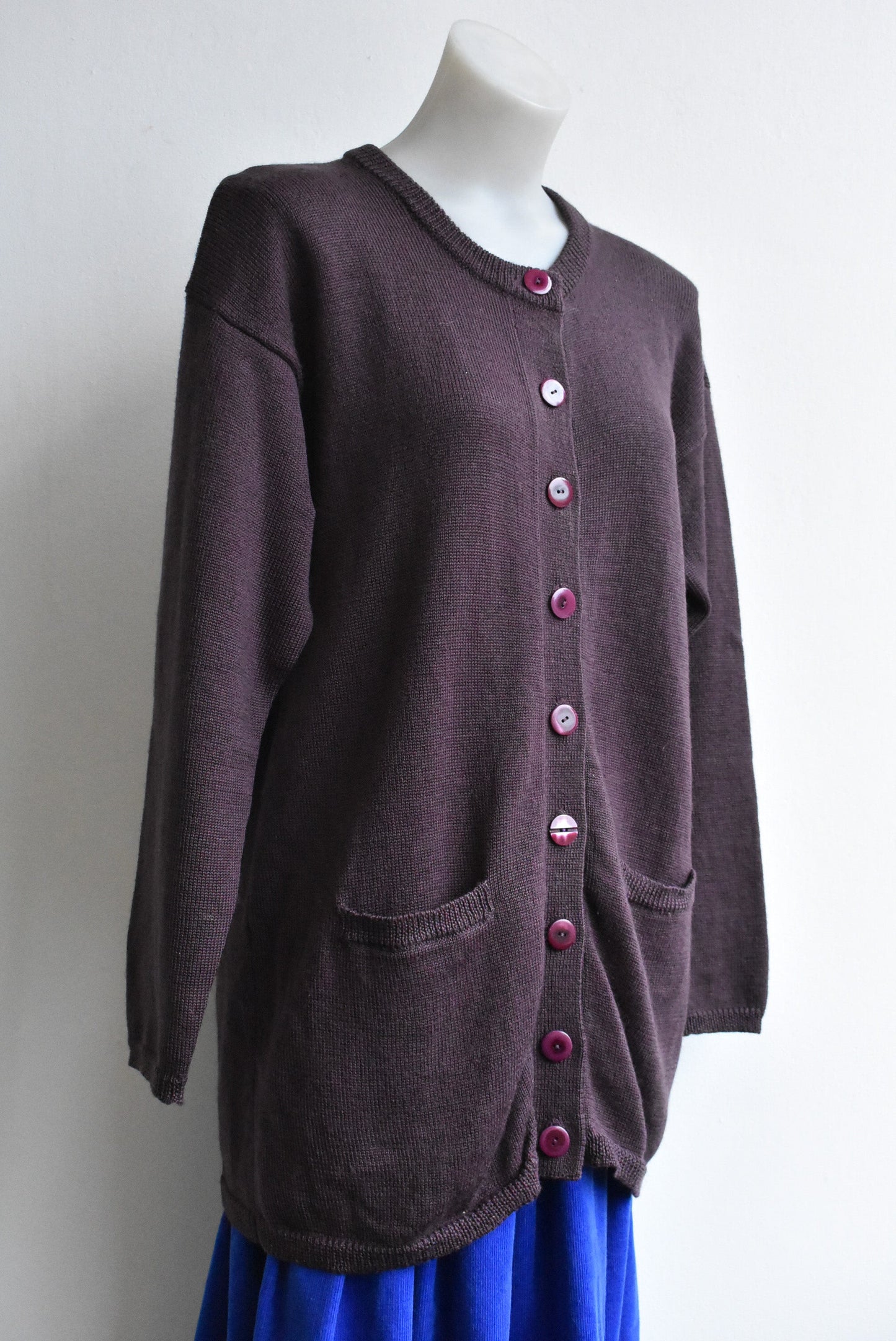 Complices pure wool aubergine cardigan, M
