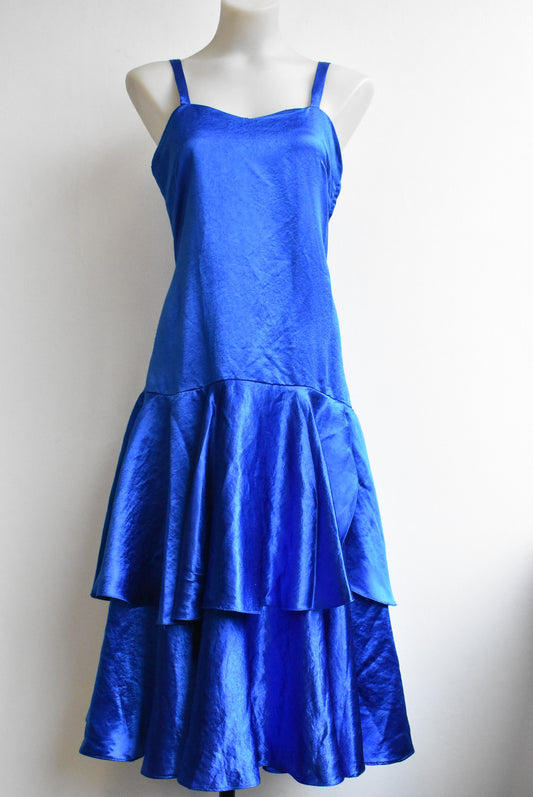 Retro Blue Satin dress  size small