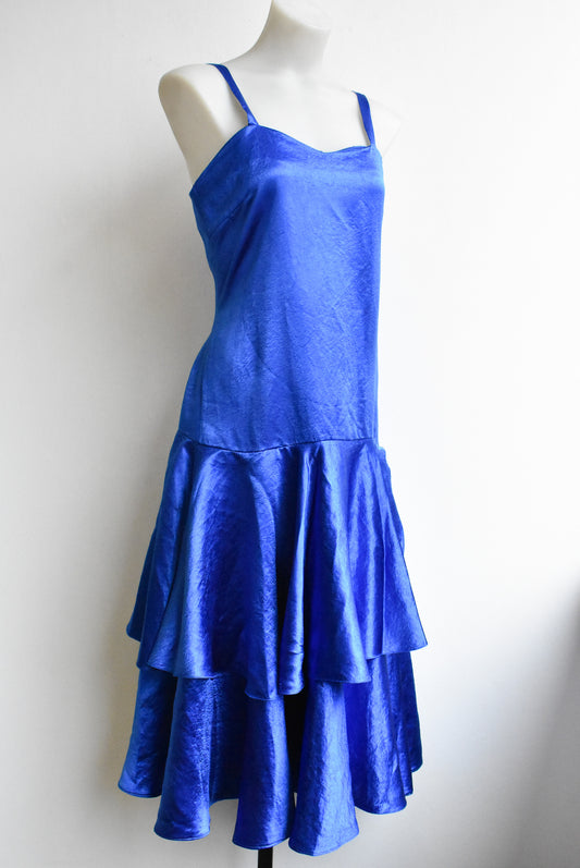 Retro Blue Satin dress  size small