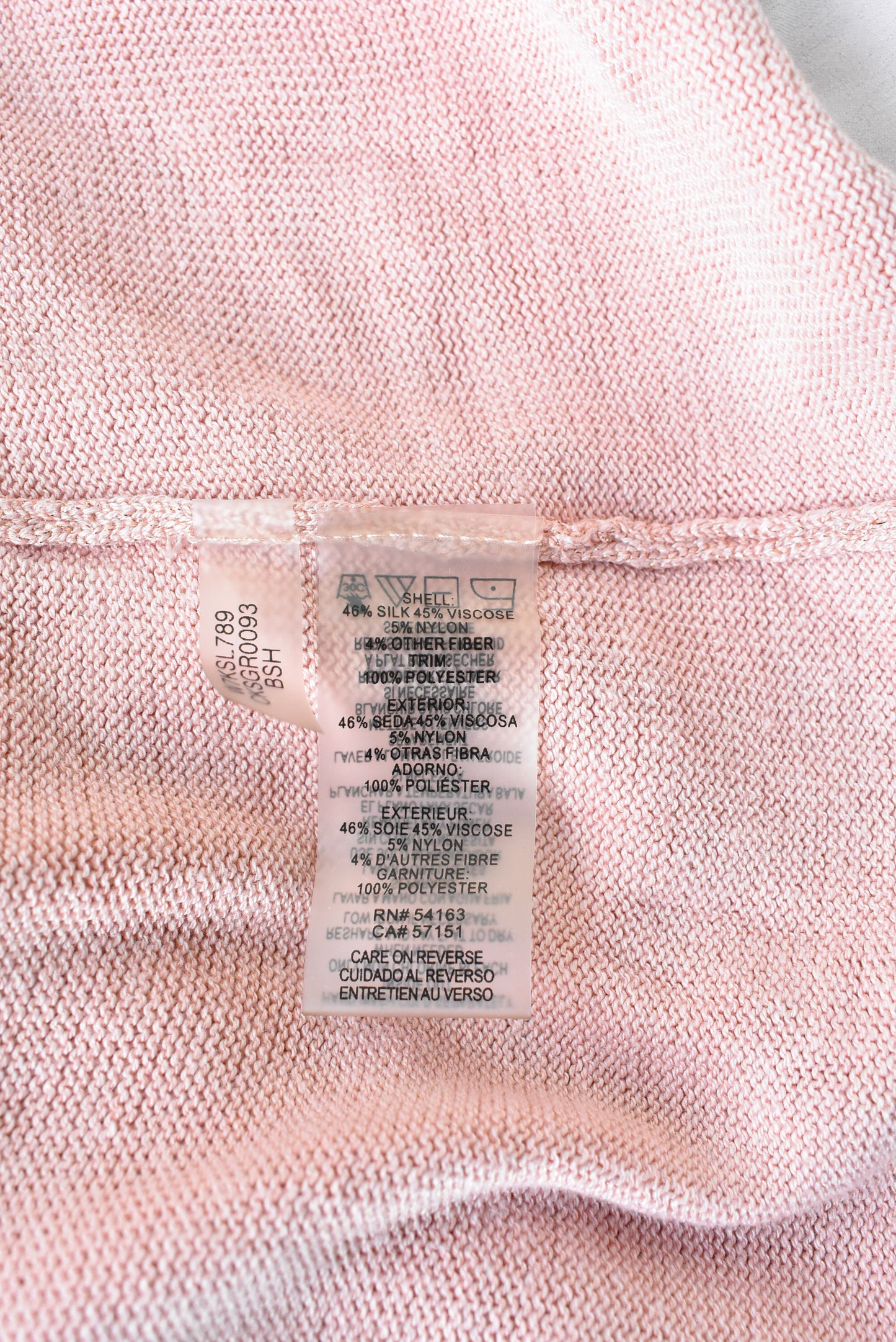 Calvin Klein pink silk knit top, size XL