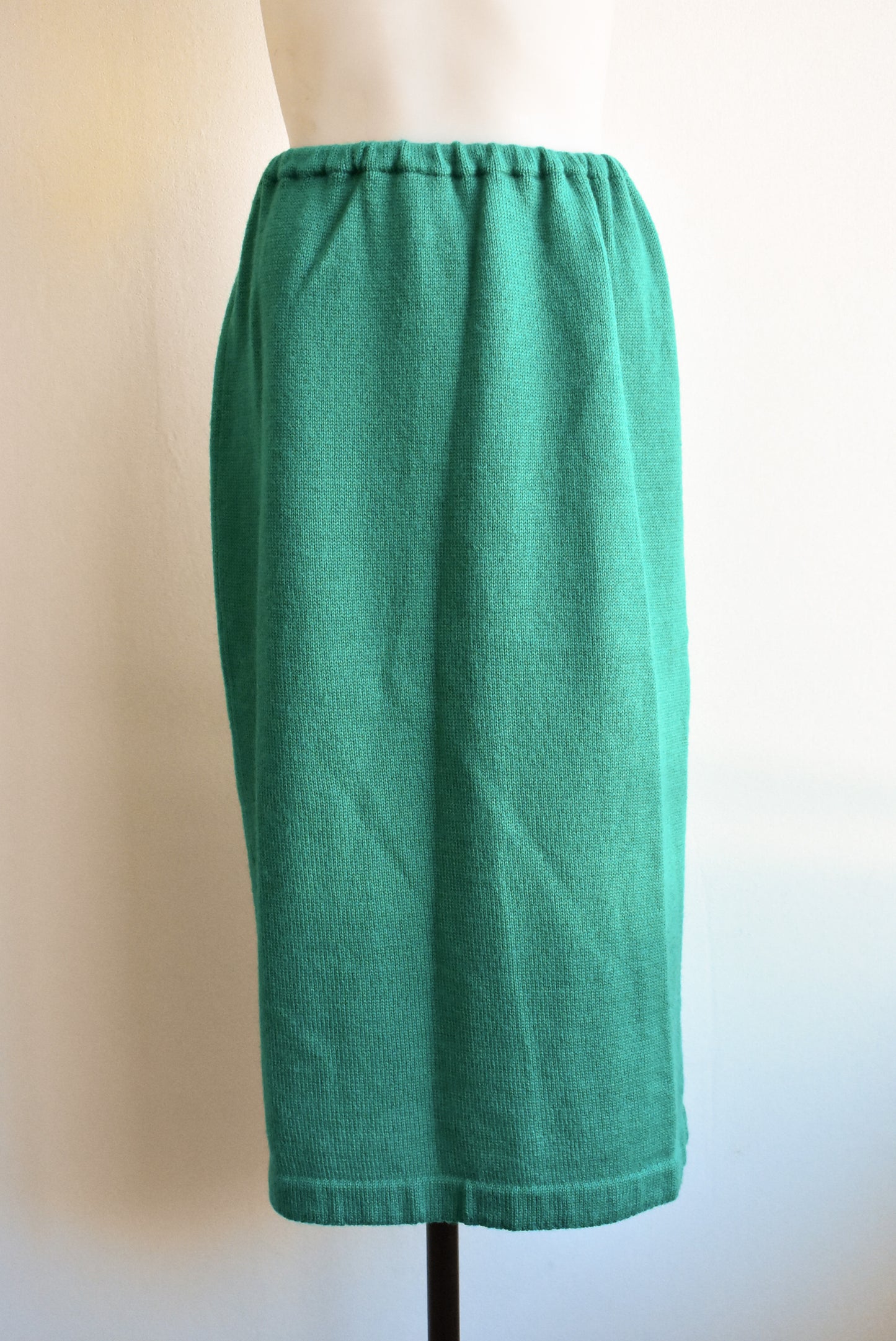 Retro Zecca green woolen knitted midi skirt, S
