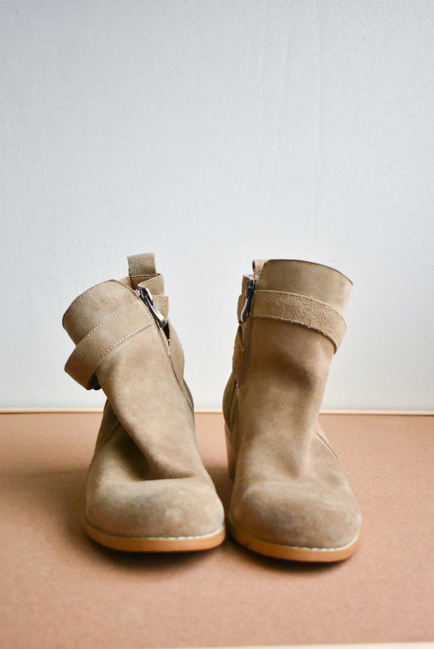 Satueei, suede boots, size 8