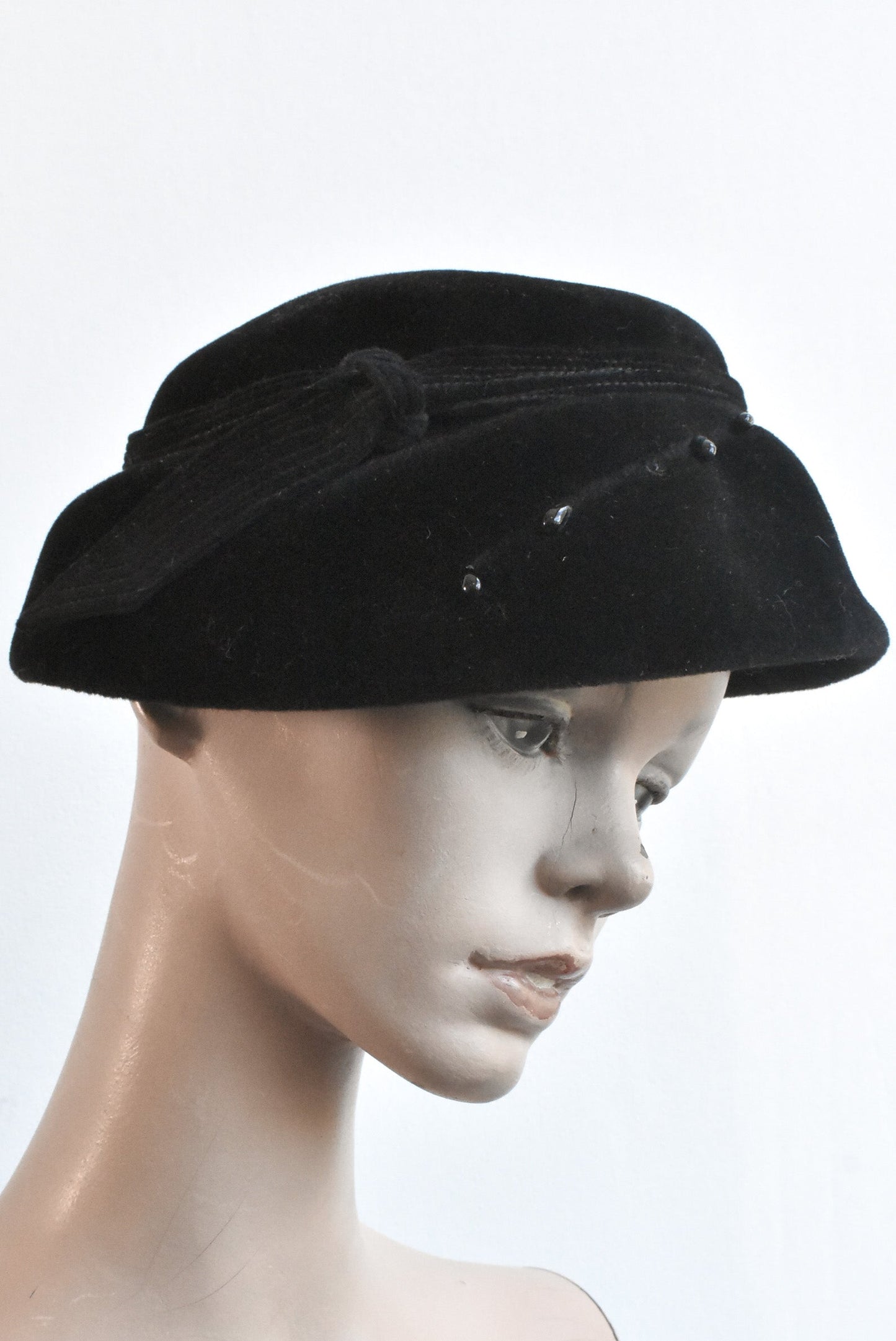 Vintage black velvet hat