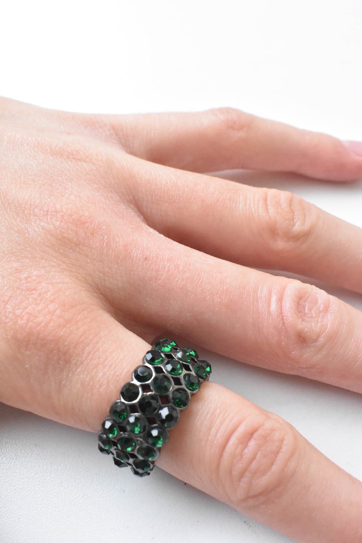Faux emerald costume ring