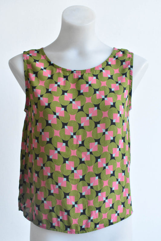 Dr Bloom green button-up tank top, size S/M