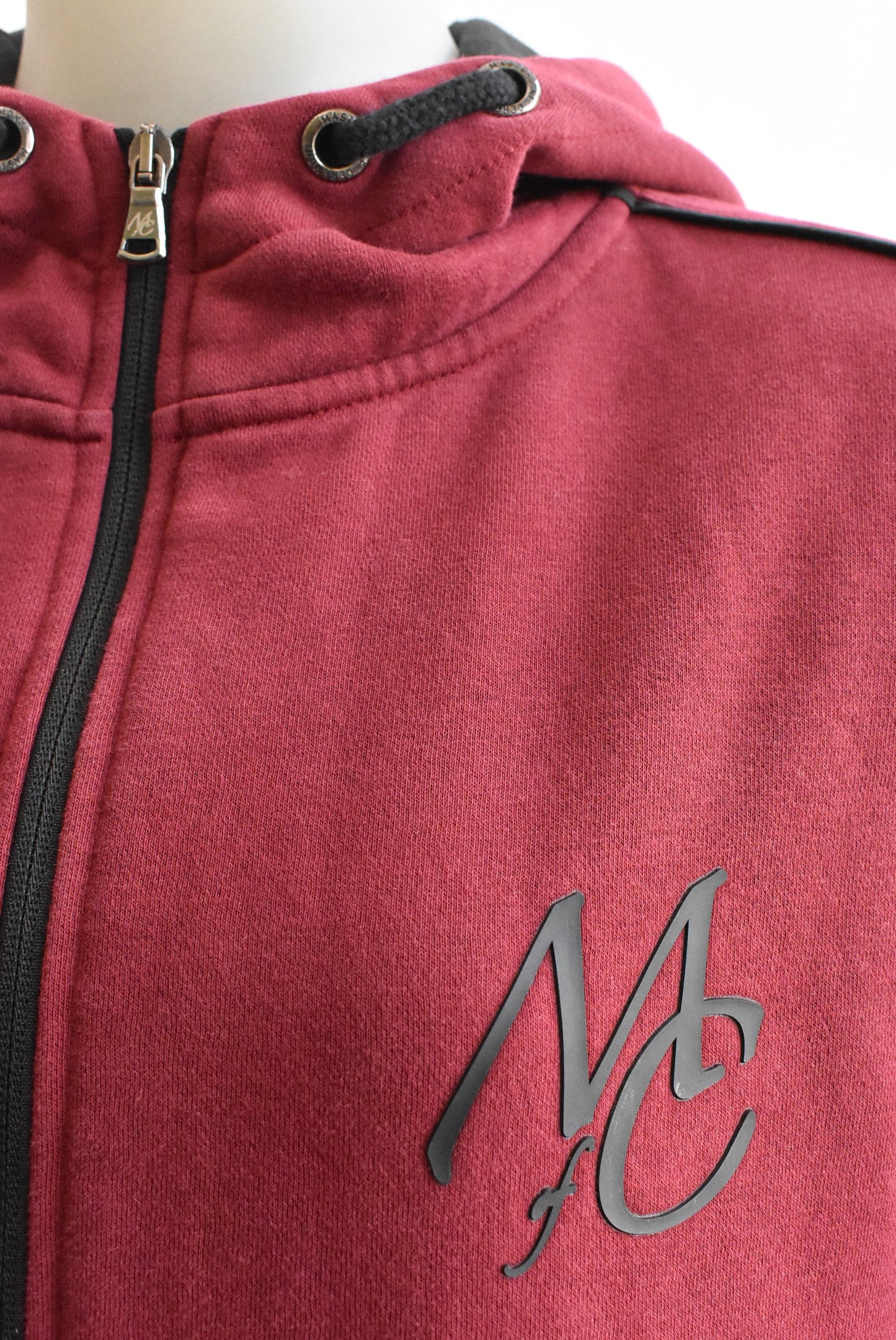 Masters of Ceremony burgundy zipper hoodie, size M