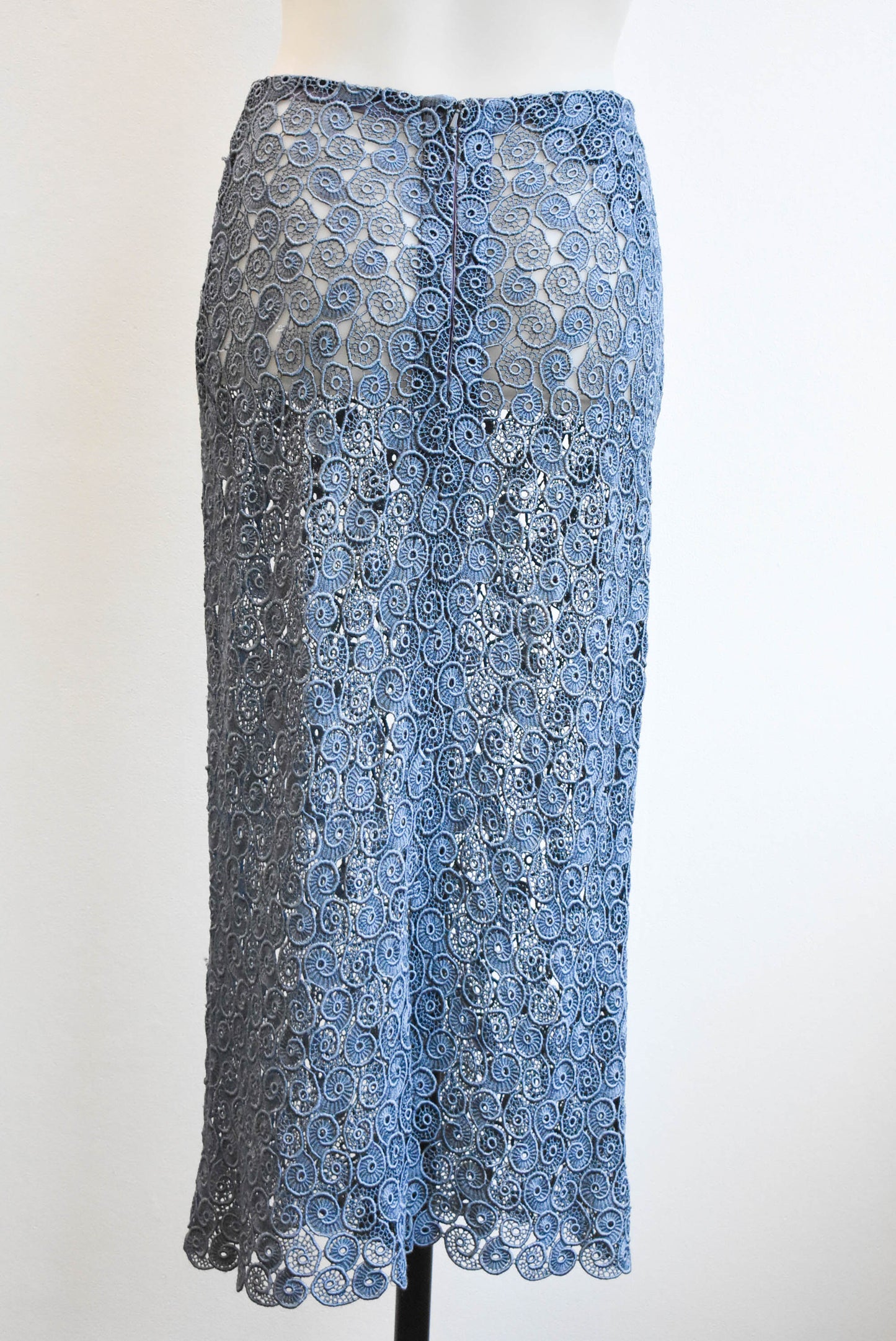 Carlson petrol blue lace pencil overskirt, size S