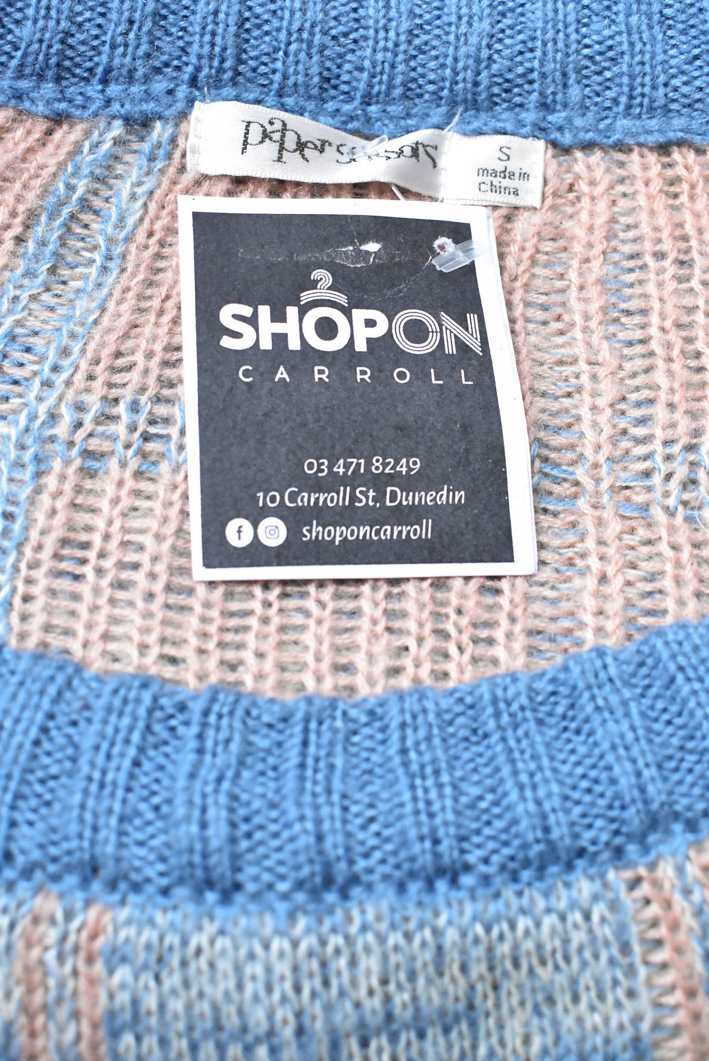 Paper Scissors sky blue knit sweater, size S