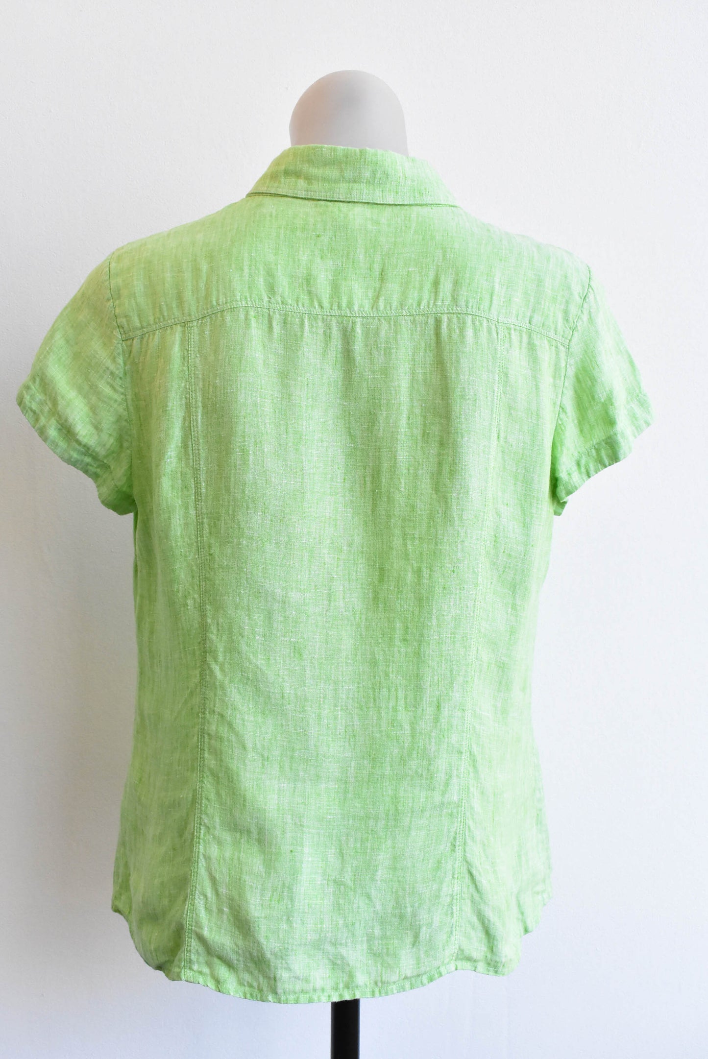Sportscraft lime green linen short-sleeved shirt, size S