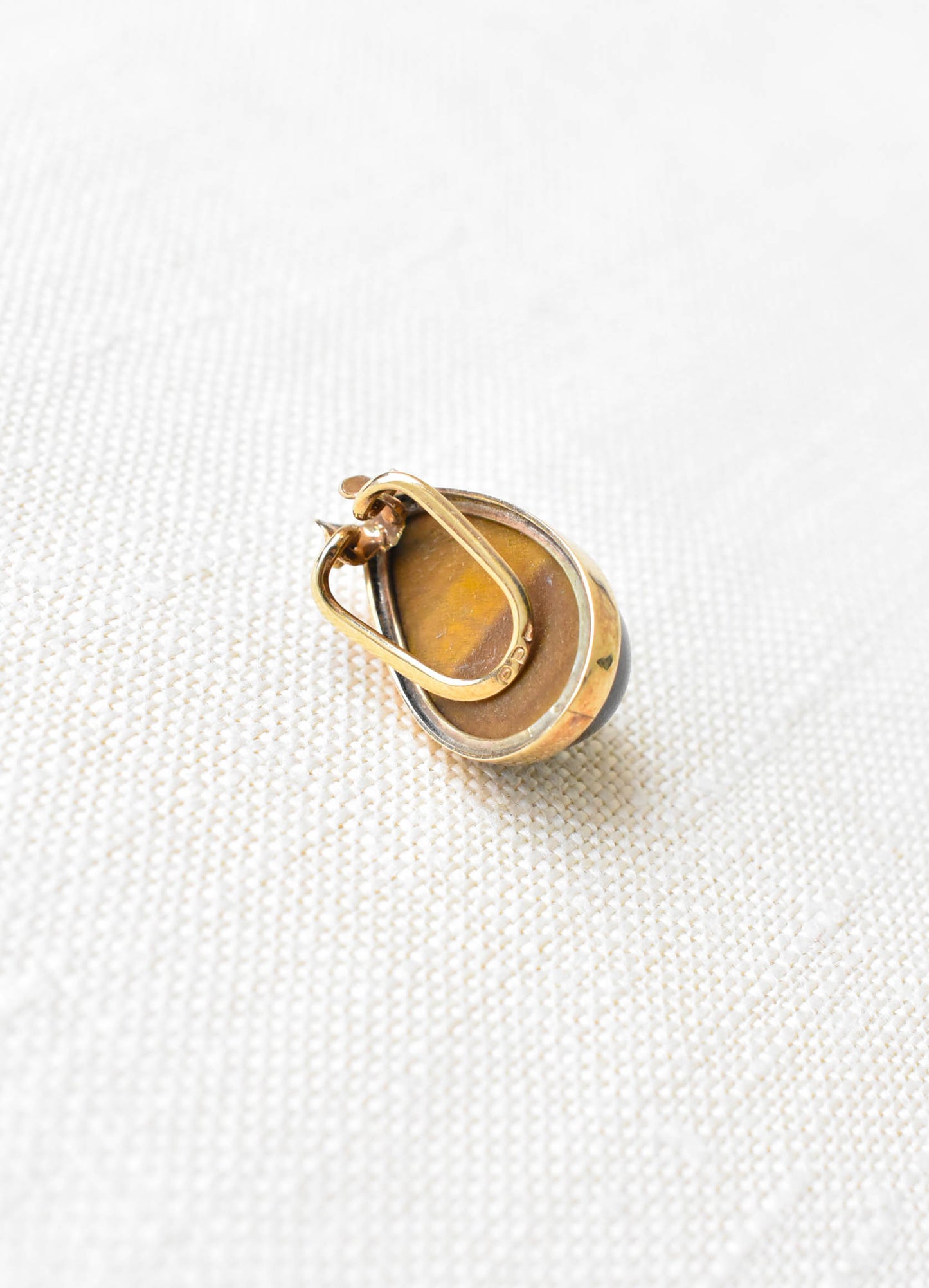 Genuine gold vintage Tiger's Eye clip-on earrings