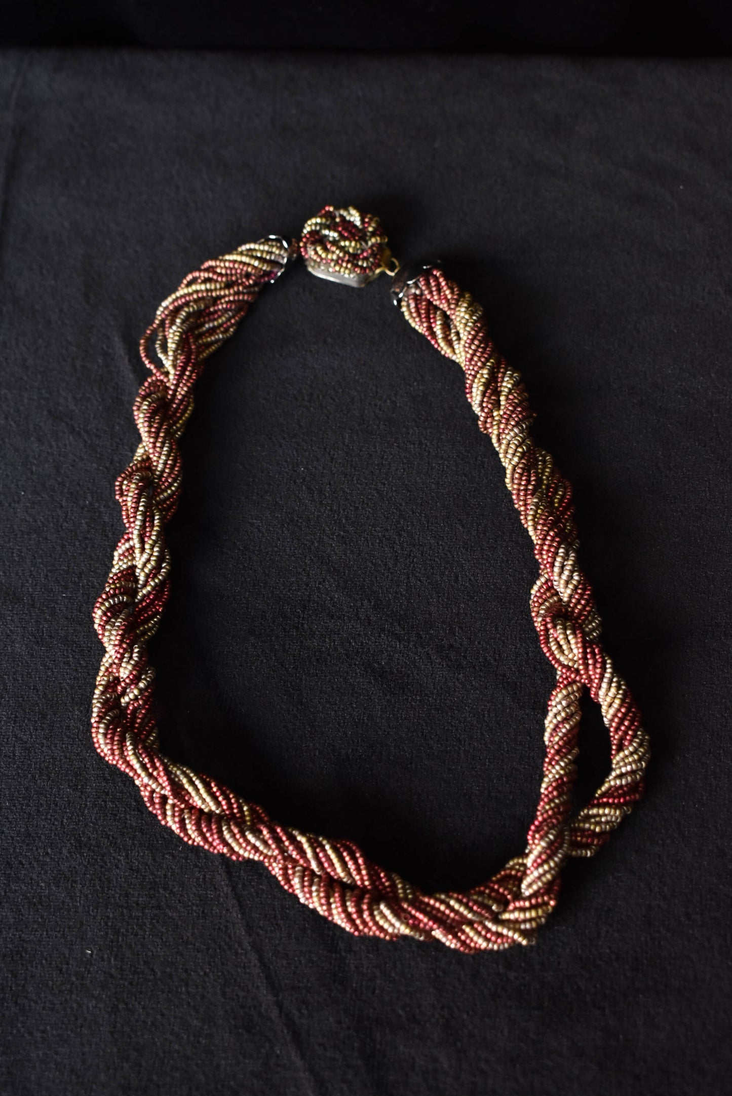 Red & gold twisted bead necklace