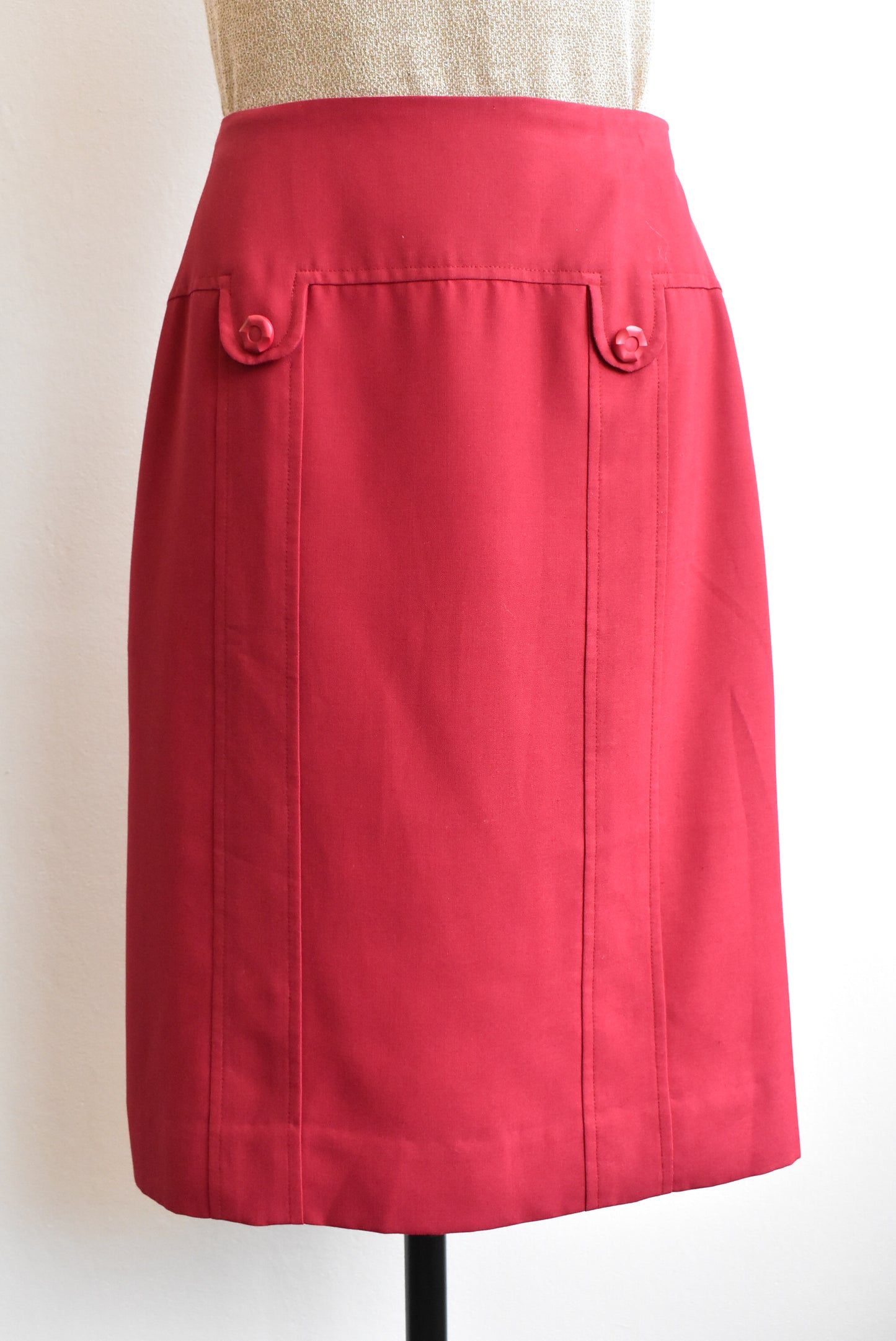 Selby retro burgundy panel pencil skirt
