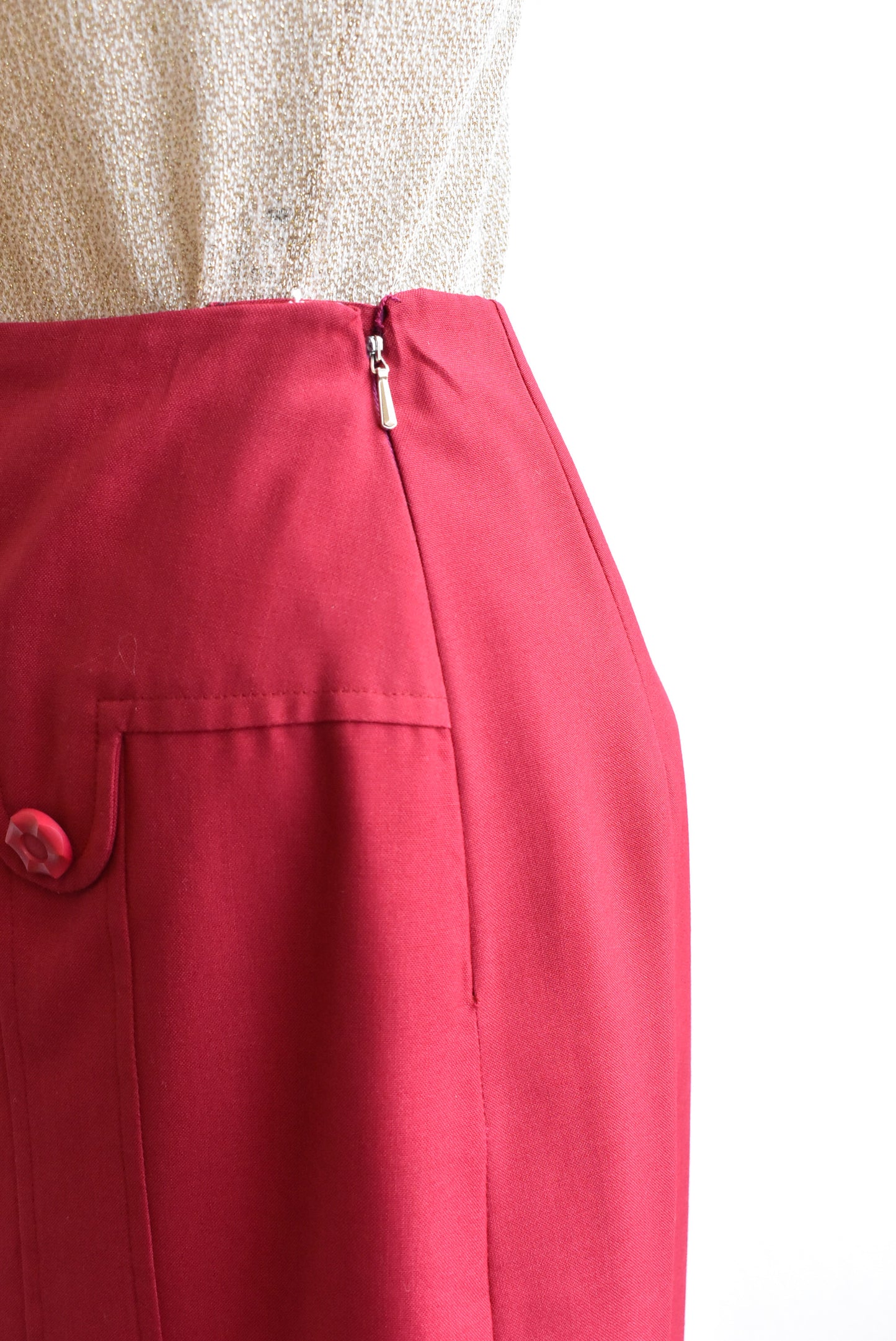 Selby retro burgundy panel pencil skirt