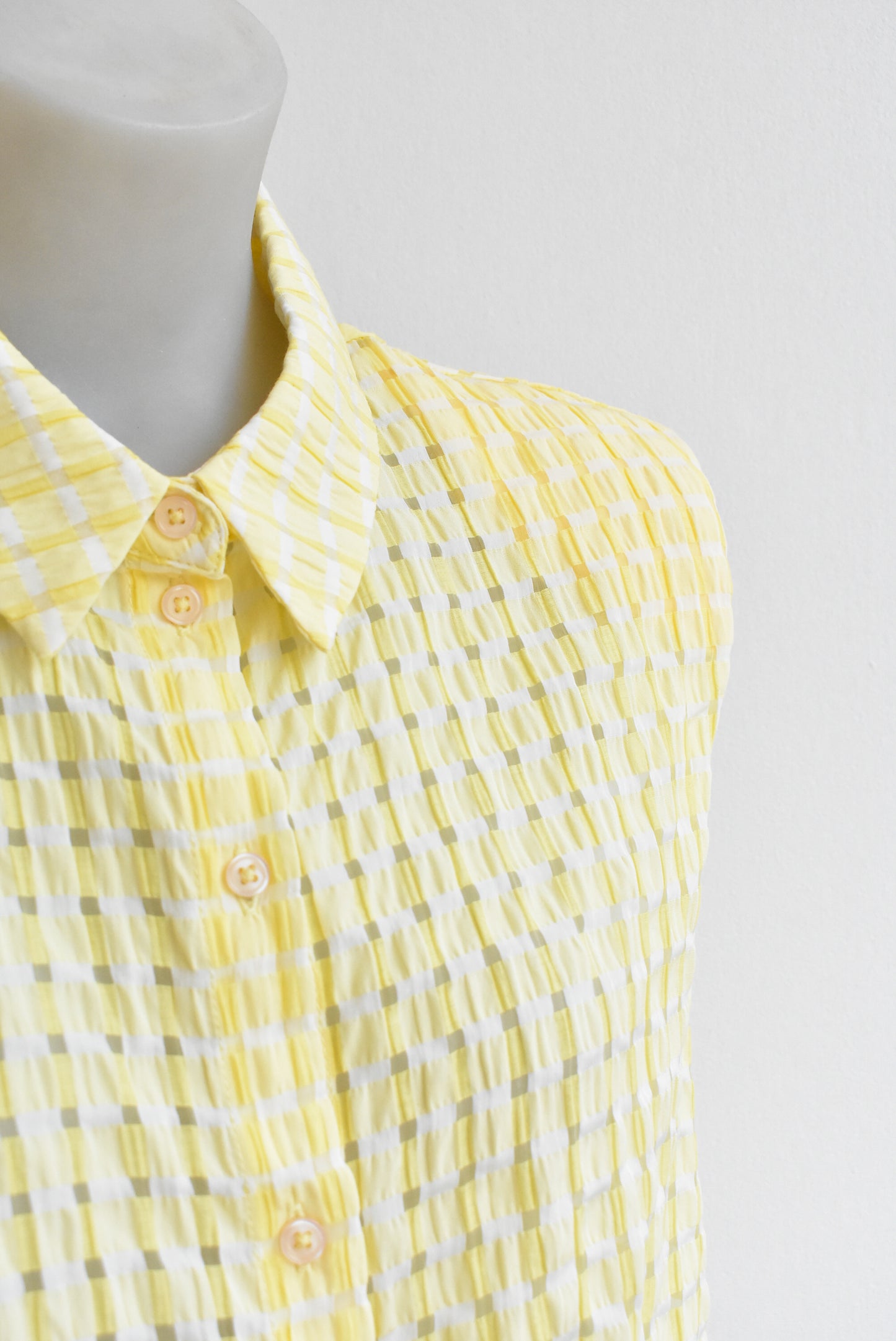 Vero Moda yellow checkered sleeveless shirt, size M