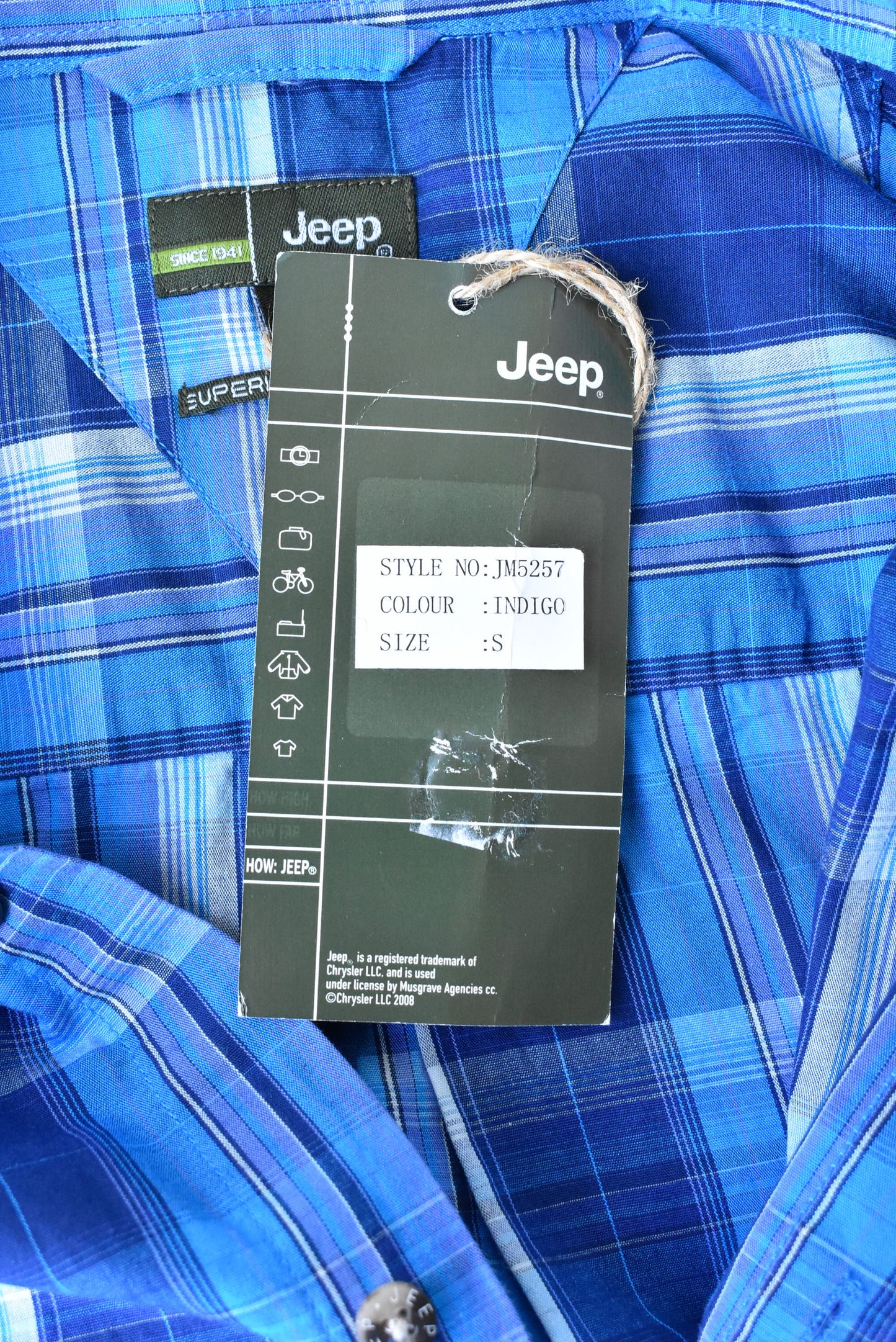 Jeep blue checked shirt, size S