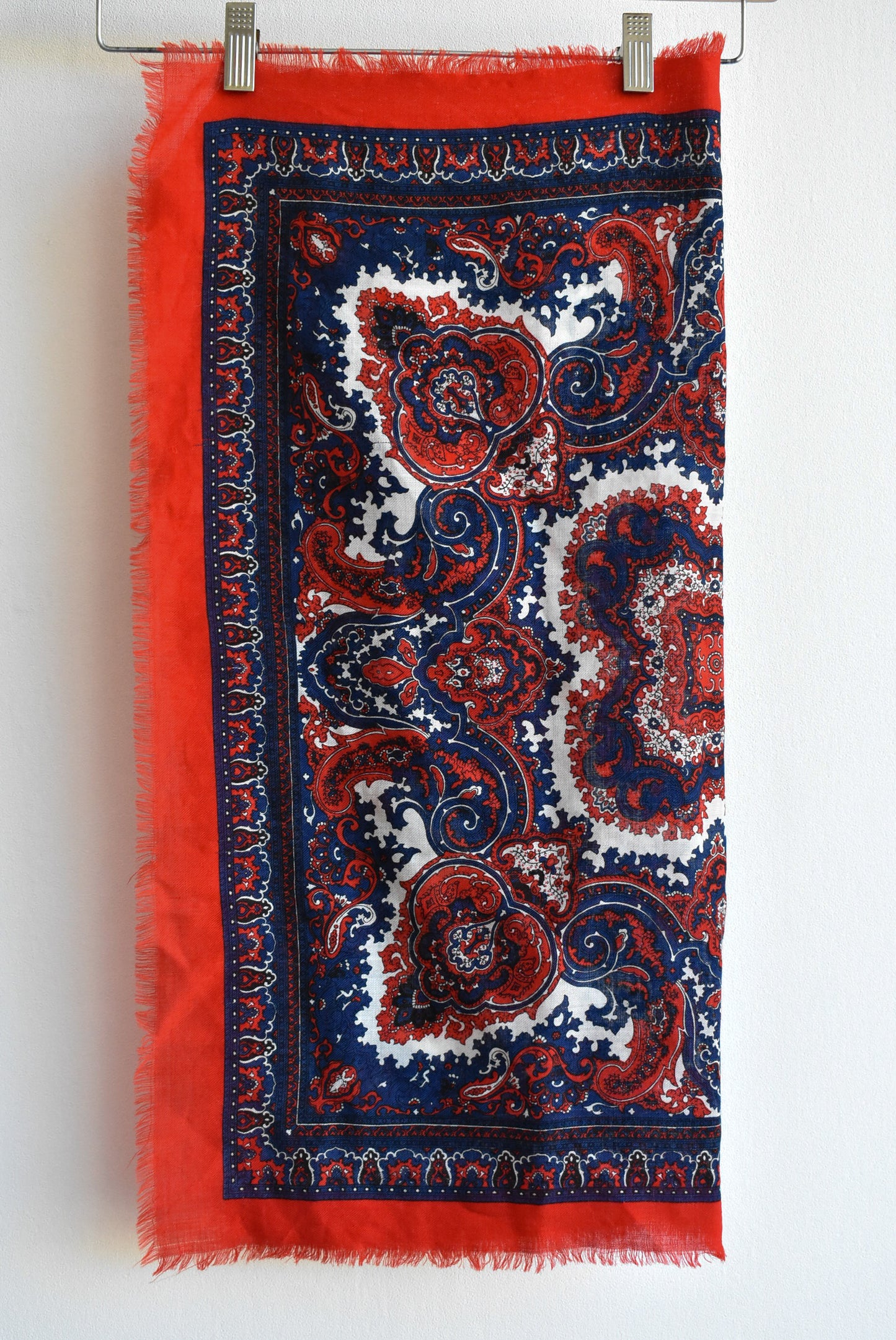 Red and blue paisley scarf