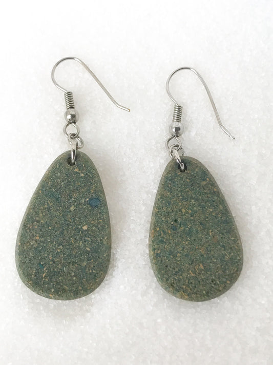 Green and silver drop earrings