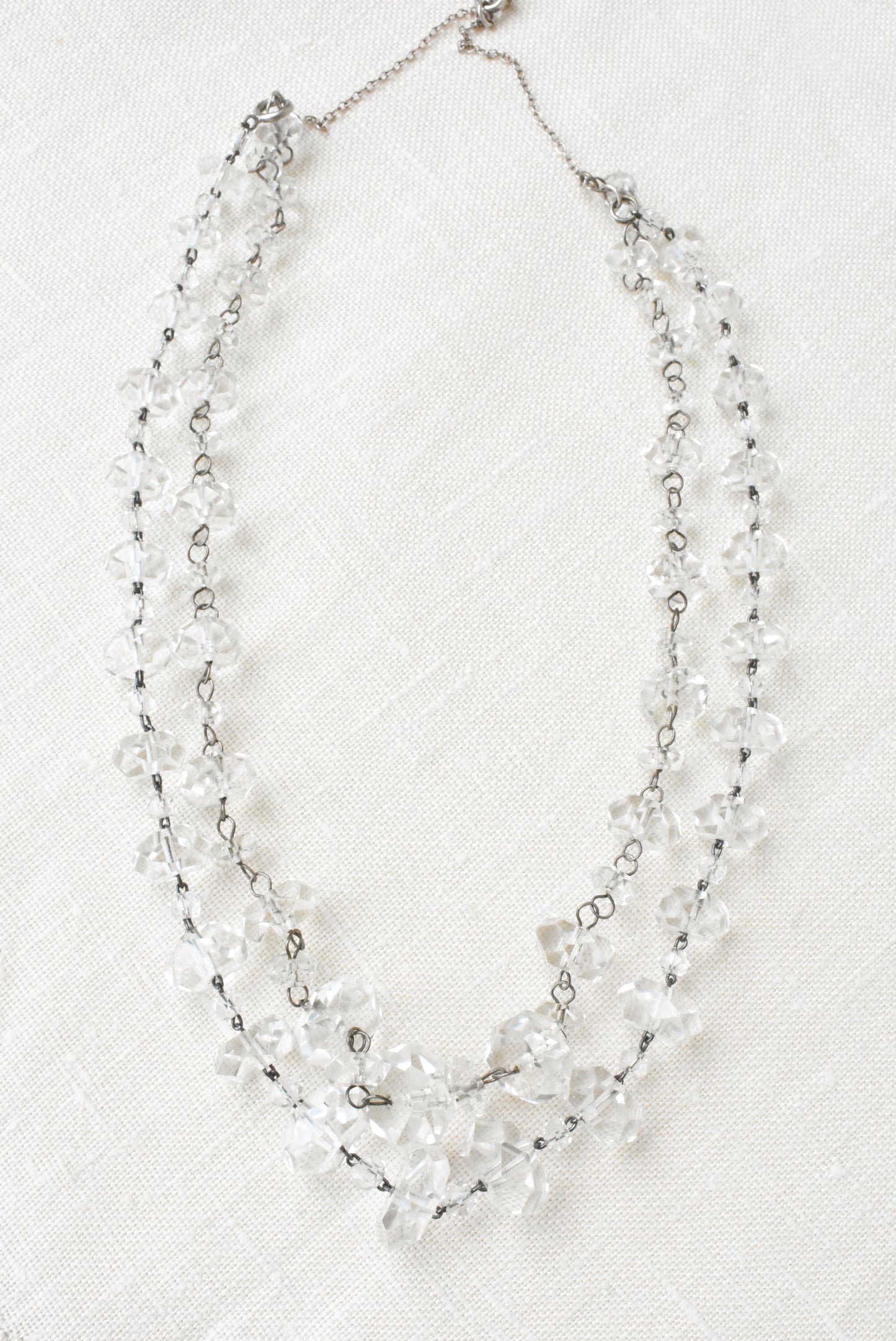 Retro faceted glass rondelle bead necklace