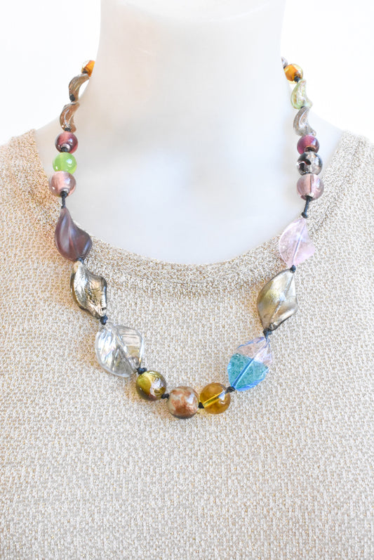 Coloured glass mixed bead necklace