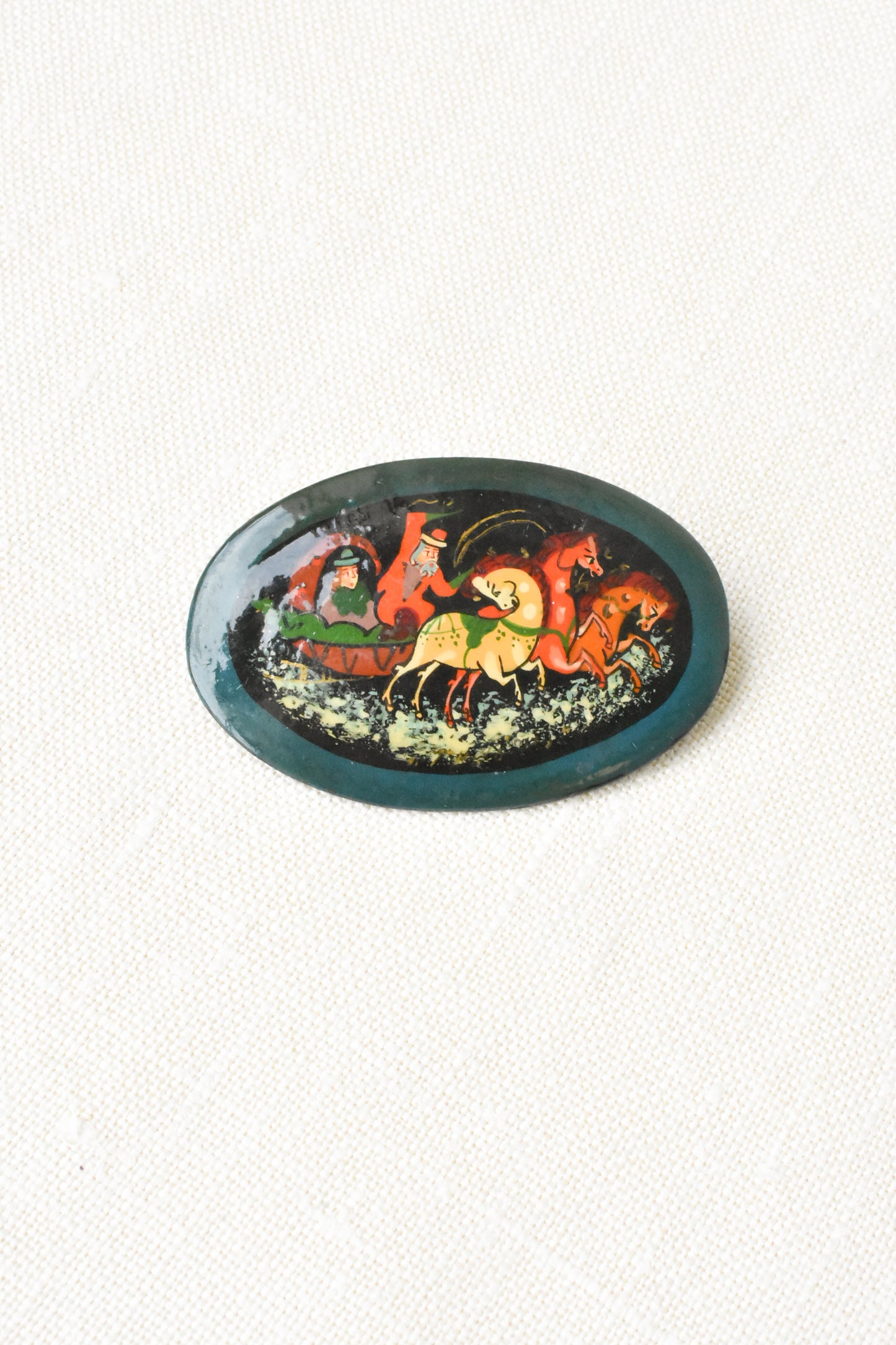 Hand-painted folk art brooch